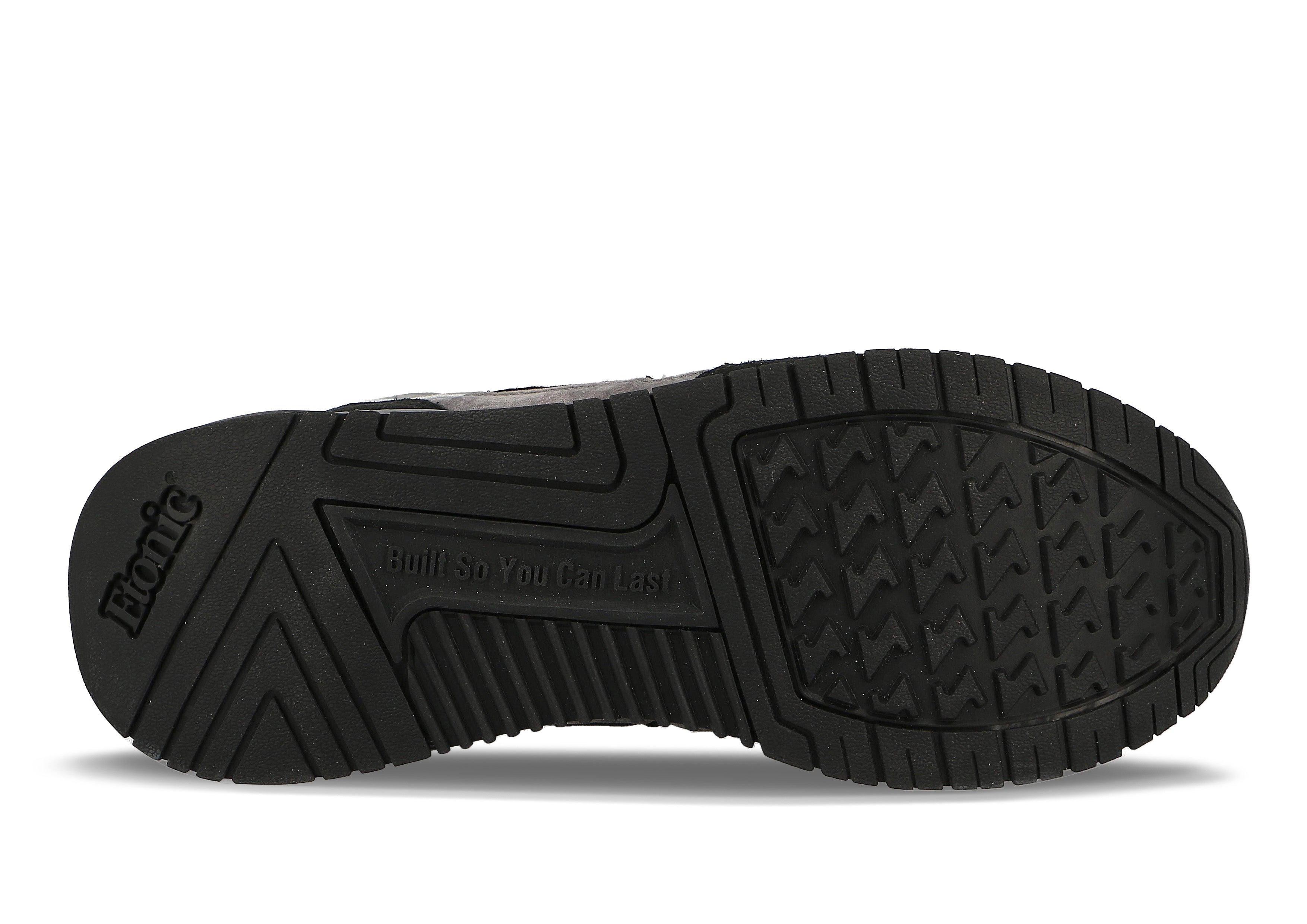 Etonic Stable Base sneakers in black mesh fabric and suede with multi-layer grey leather inserts