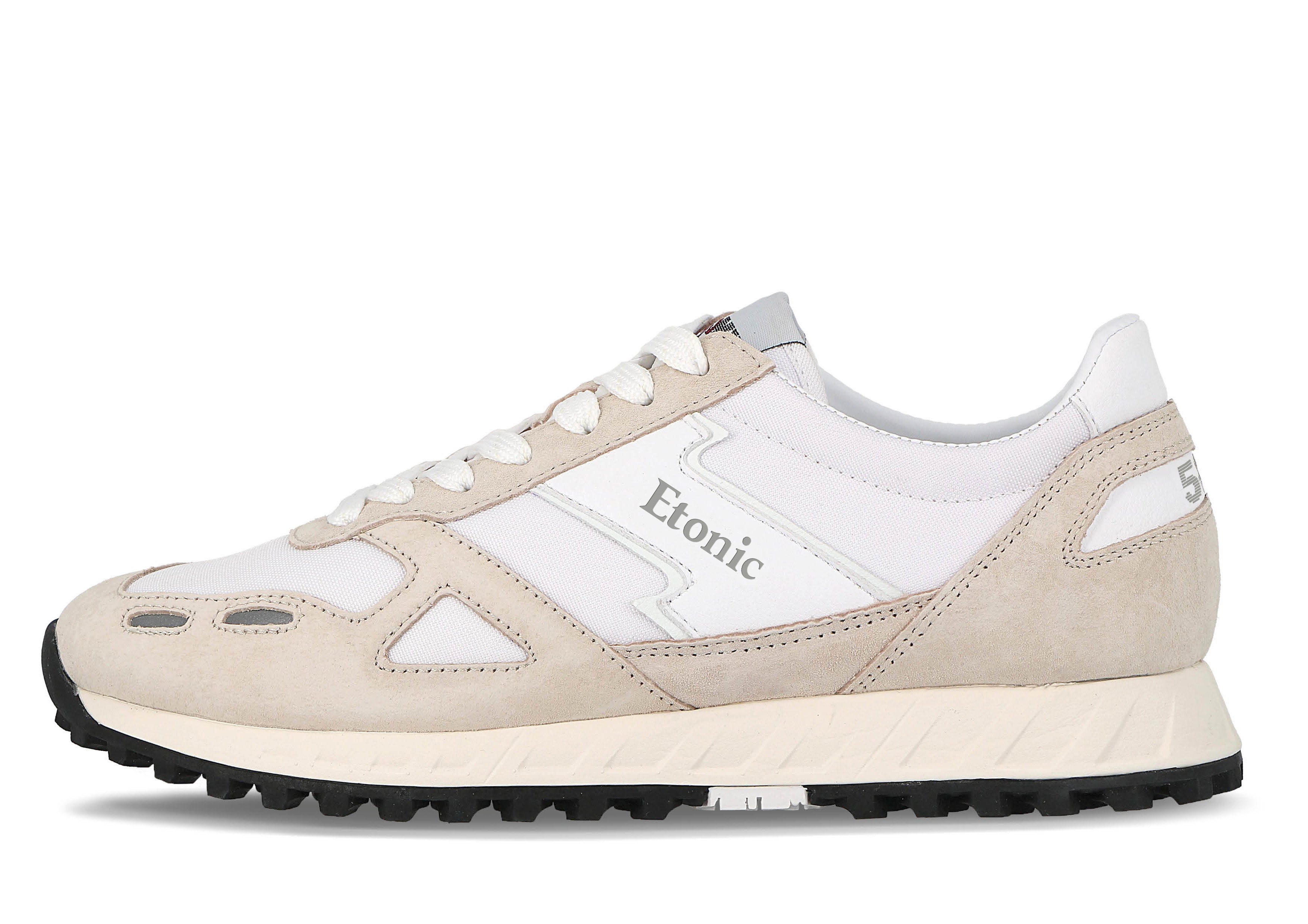 Baskets Etonic PR538 en daim beige et tige en toile blanche