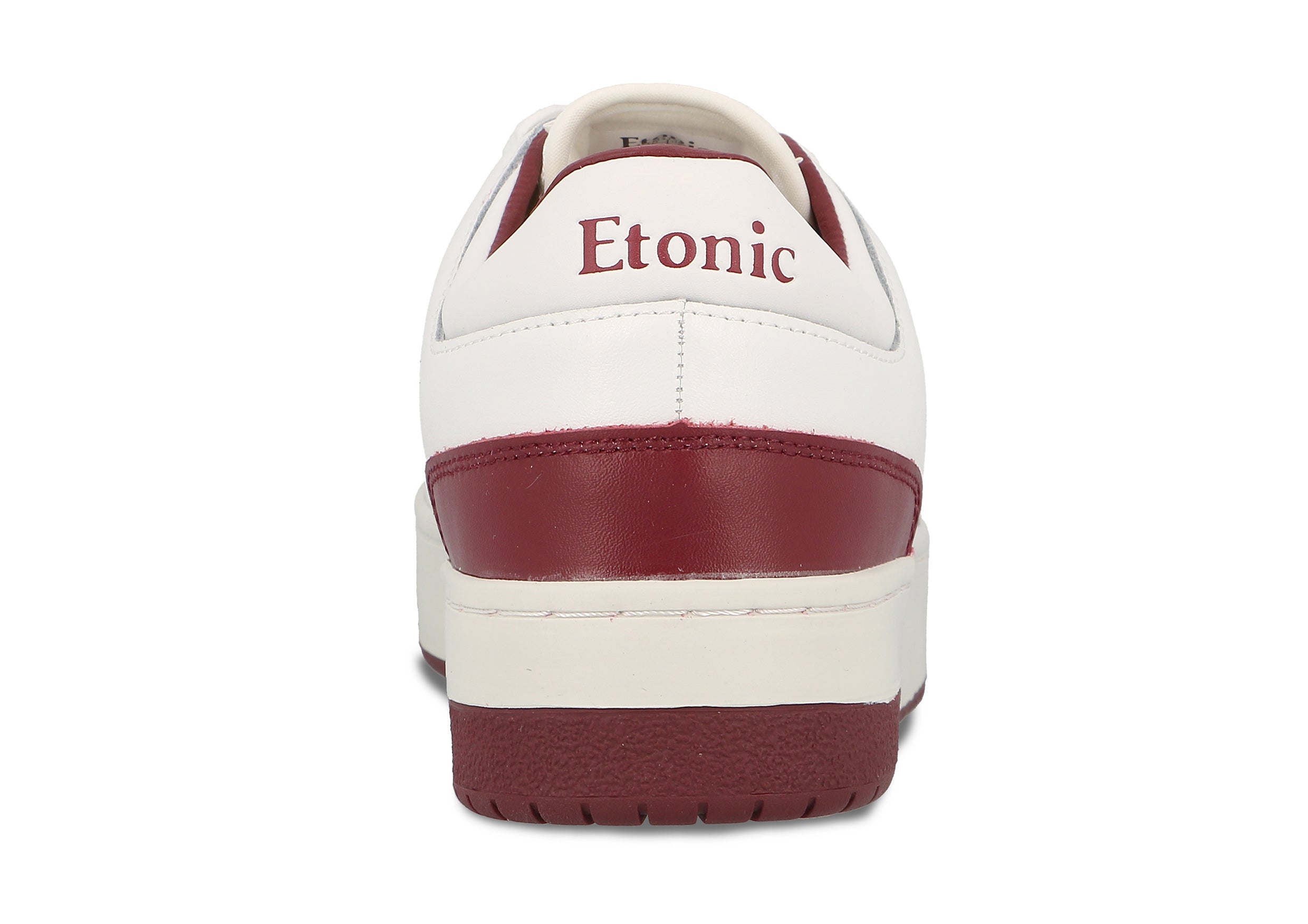 Sneakers Etonic B509 in pelle bianca con dettagli e inserti bordeaux.