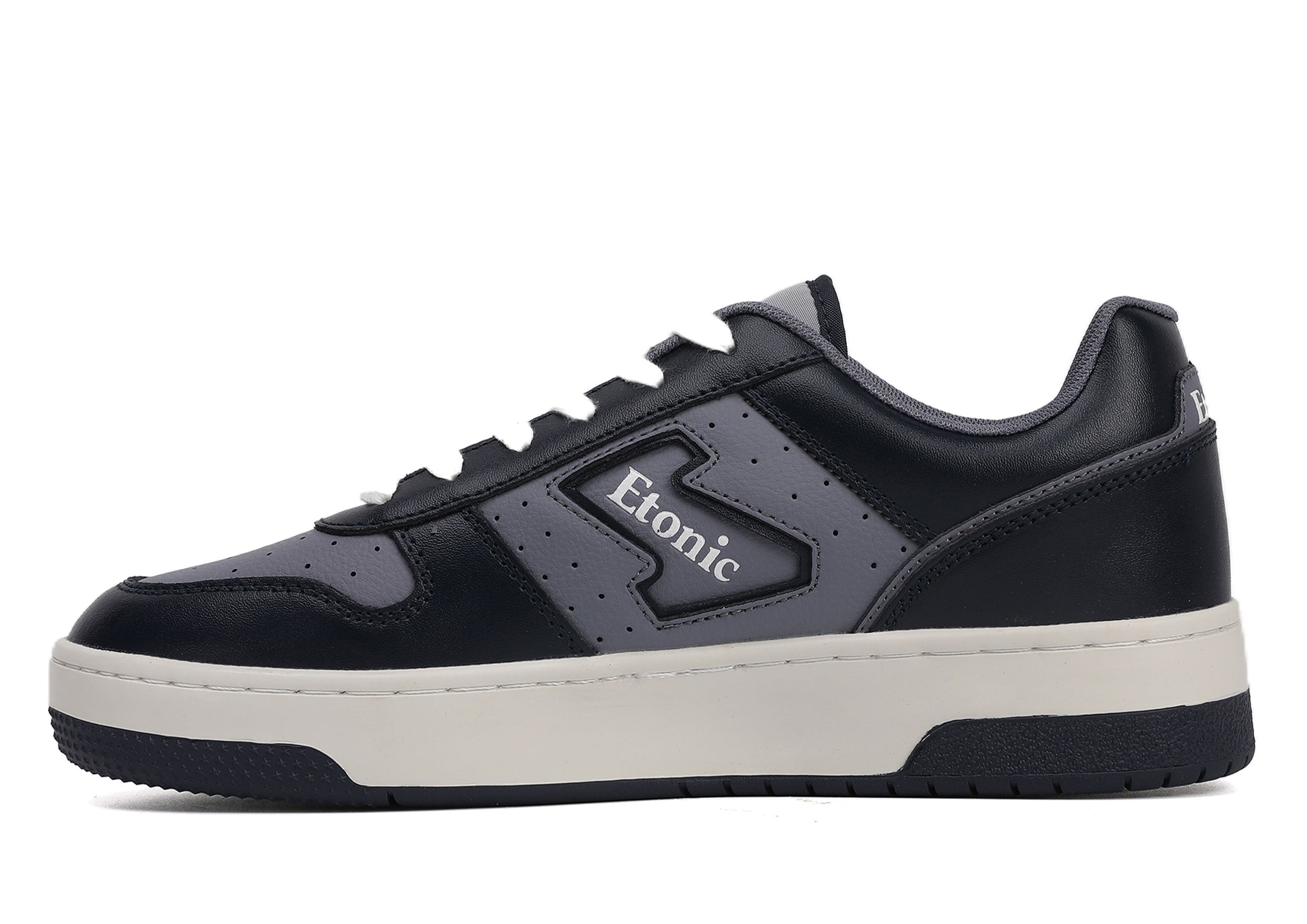 Sneakers Etonic THE DOC in pelle blu scuro e azzurro polvere, con intersuola bianco sporco e suola inferiore blu scuro.