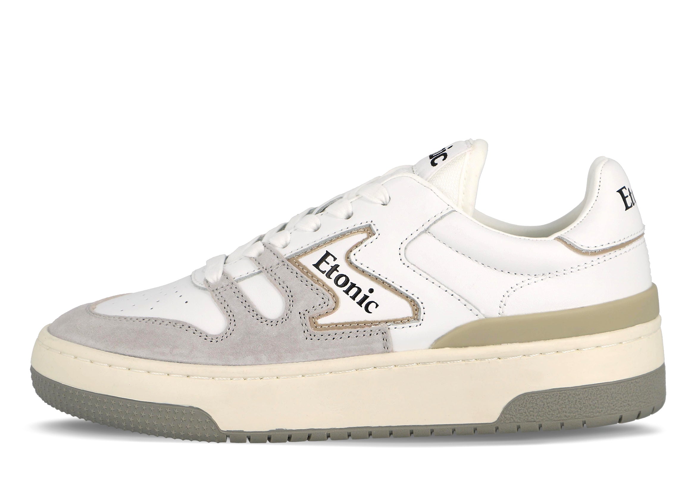 Sneakers Etonic B481 in pelle bianca e camoscio grigio chiaro