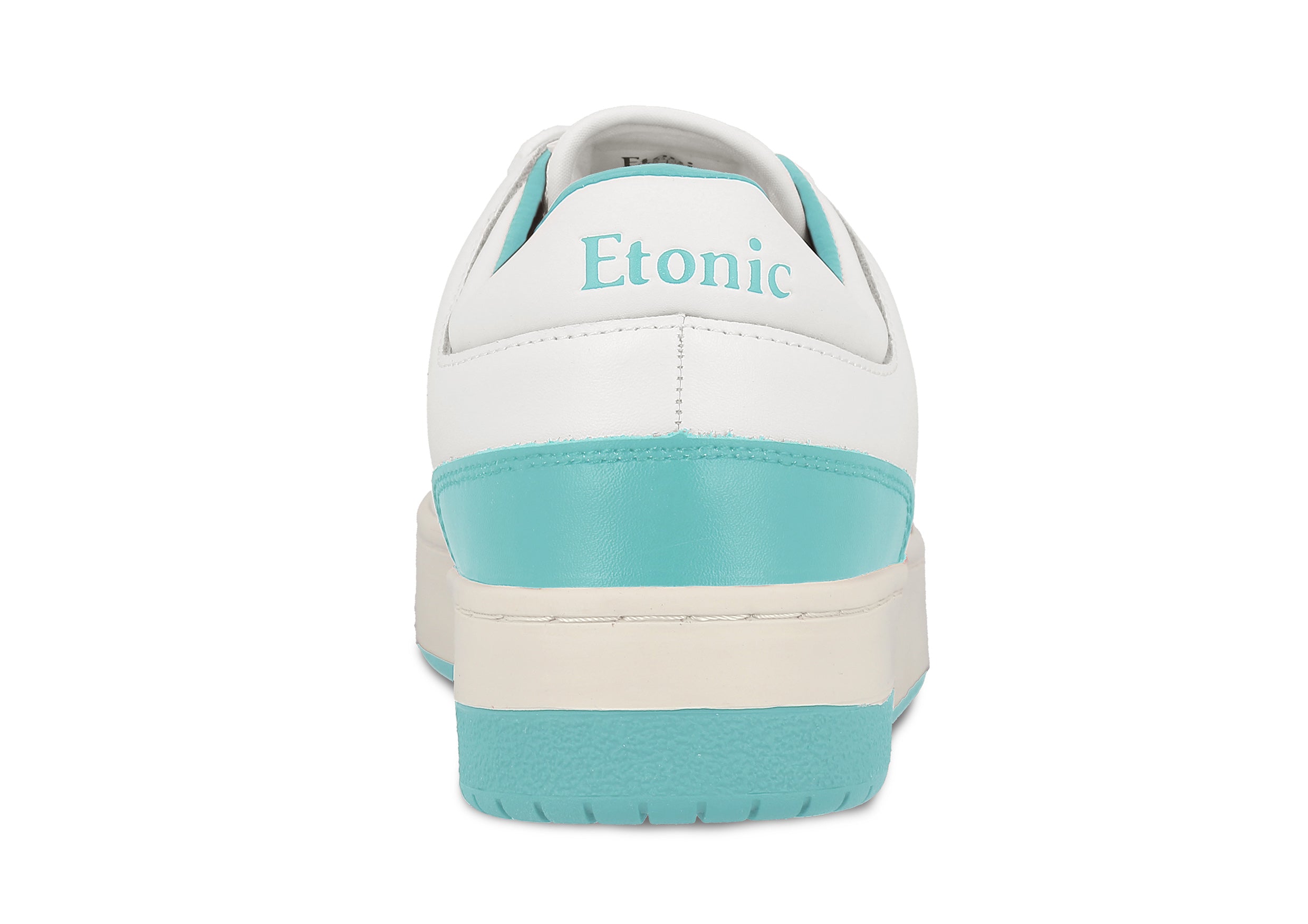 Baskets Etonic B509 en cuir blanc avec détails et empiècements turquoise.