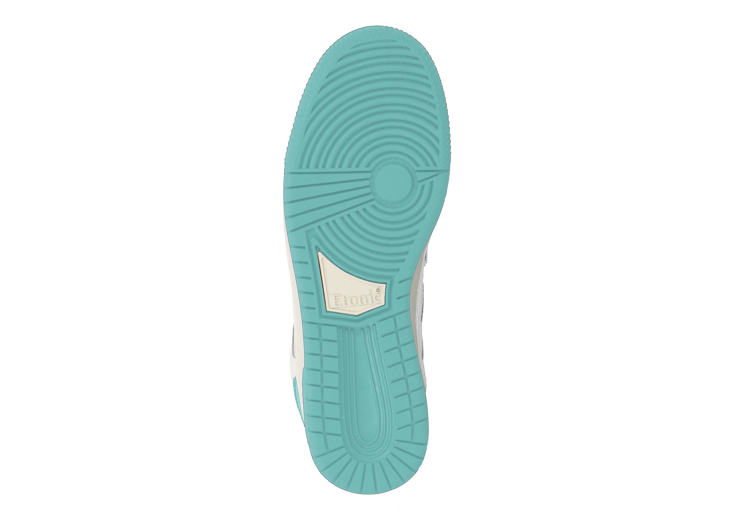 Baskets Etonic B509 en cuir blanc avec détails et empiècements turquoise.