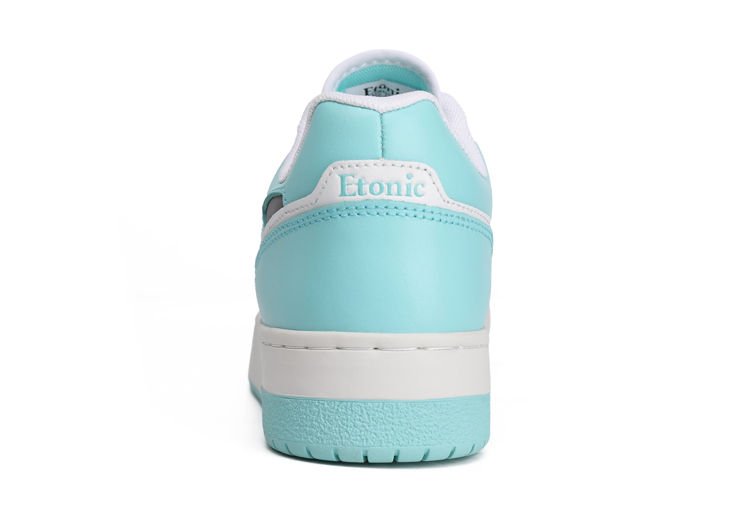 Baskets Etonic THE DREAM en cuir blanc et turquoise.