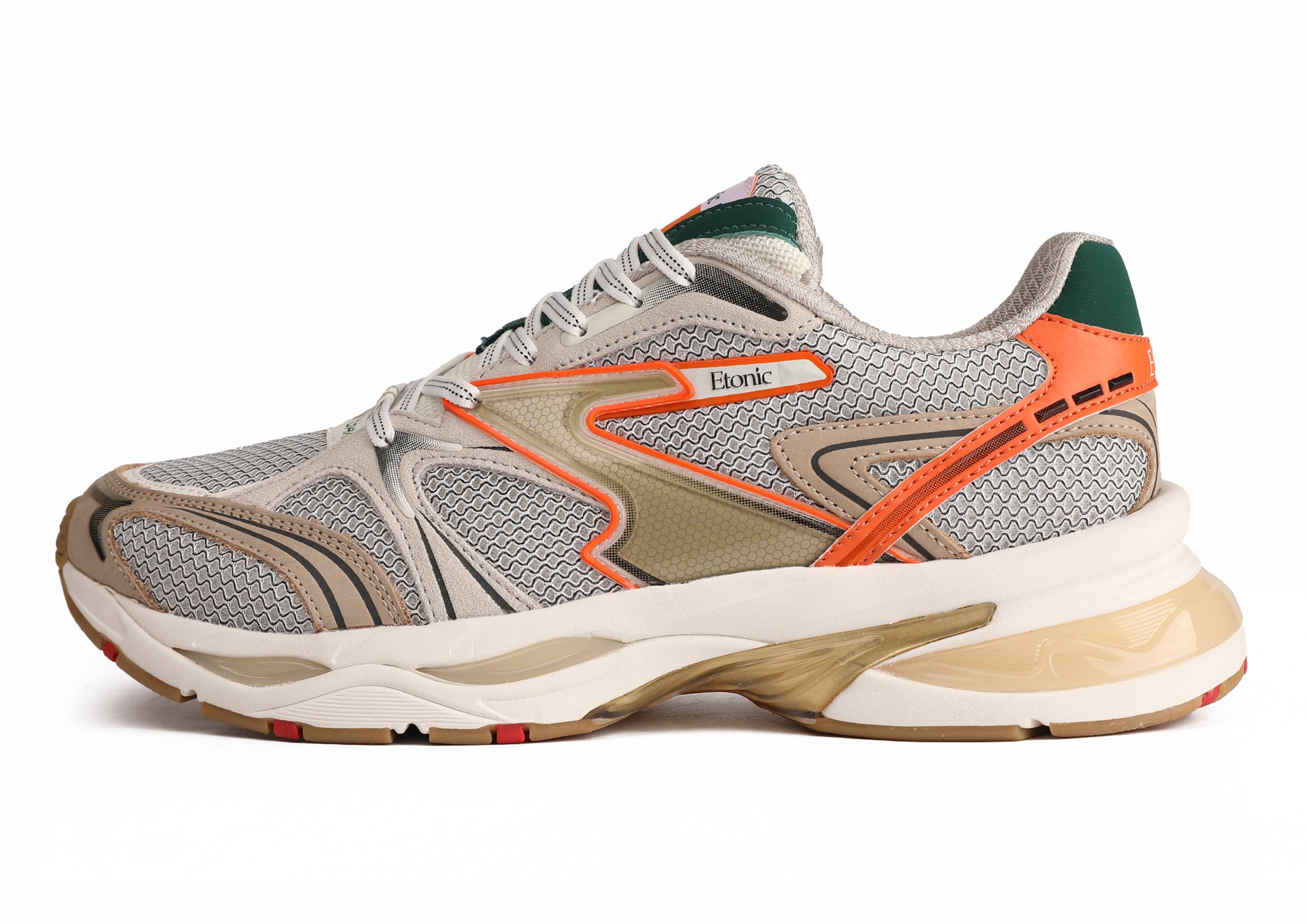 Etonic Kendari 3.0 sneakers in beige leather, light grey mesh and multi-color inserts and details.