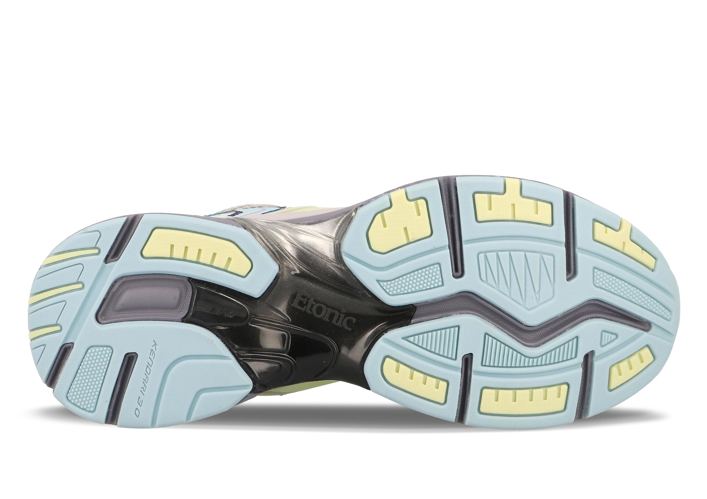 Etonic Kendari 3.0 sneakers in grey mesh and opalescent leather inserts with light blue details.