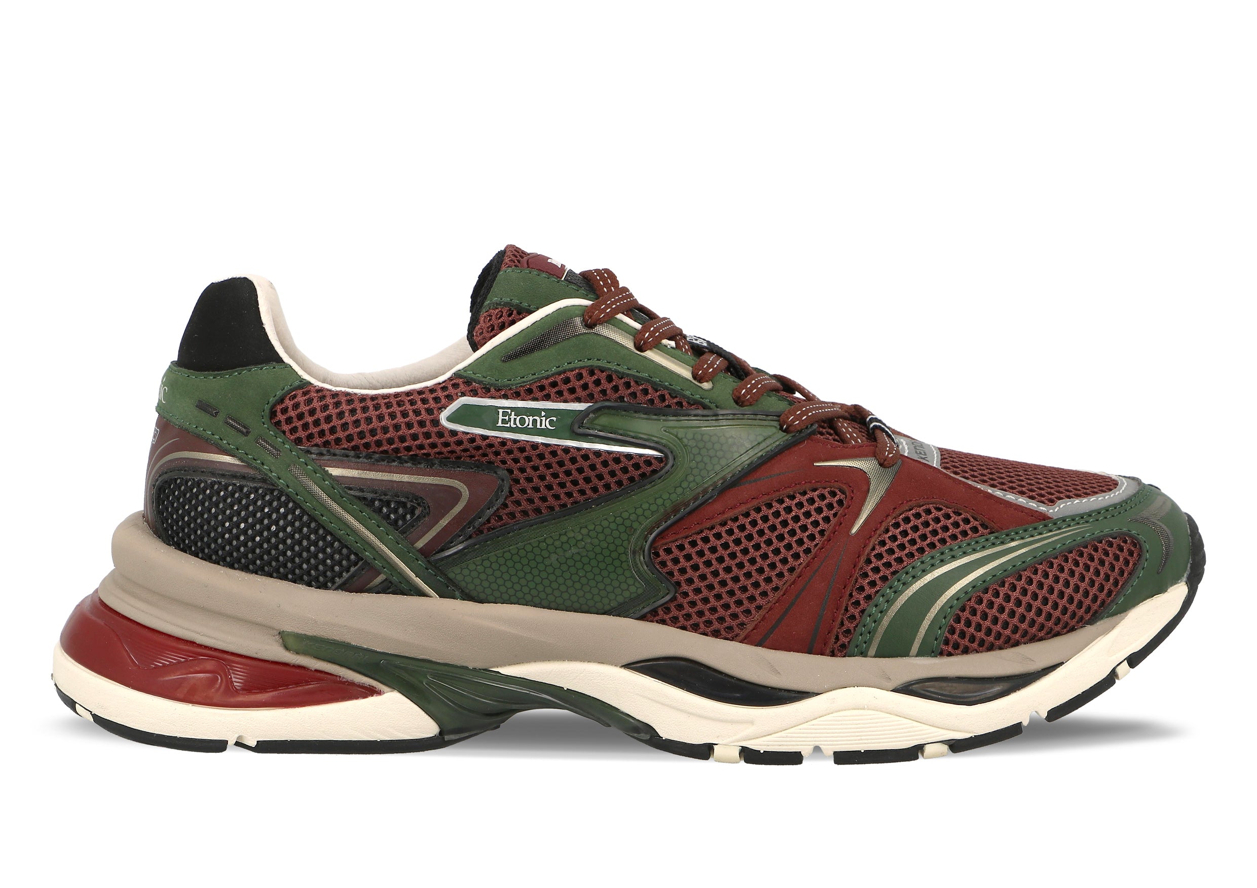 The Limited Edition KENDARI 3.0 sneakers, a collaboration with Baum und Pferdgarten, feature a sporty design in Kombu Rum Green. Made with suede and mesh details, thick rubber soles, and additional brown laces for a unique and performance-driven style.