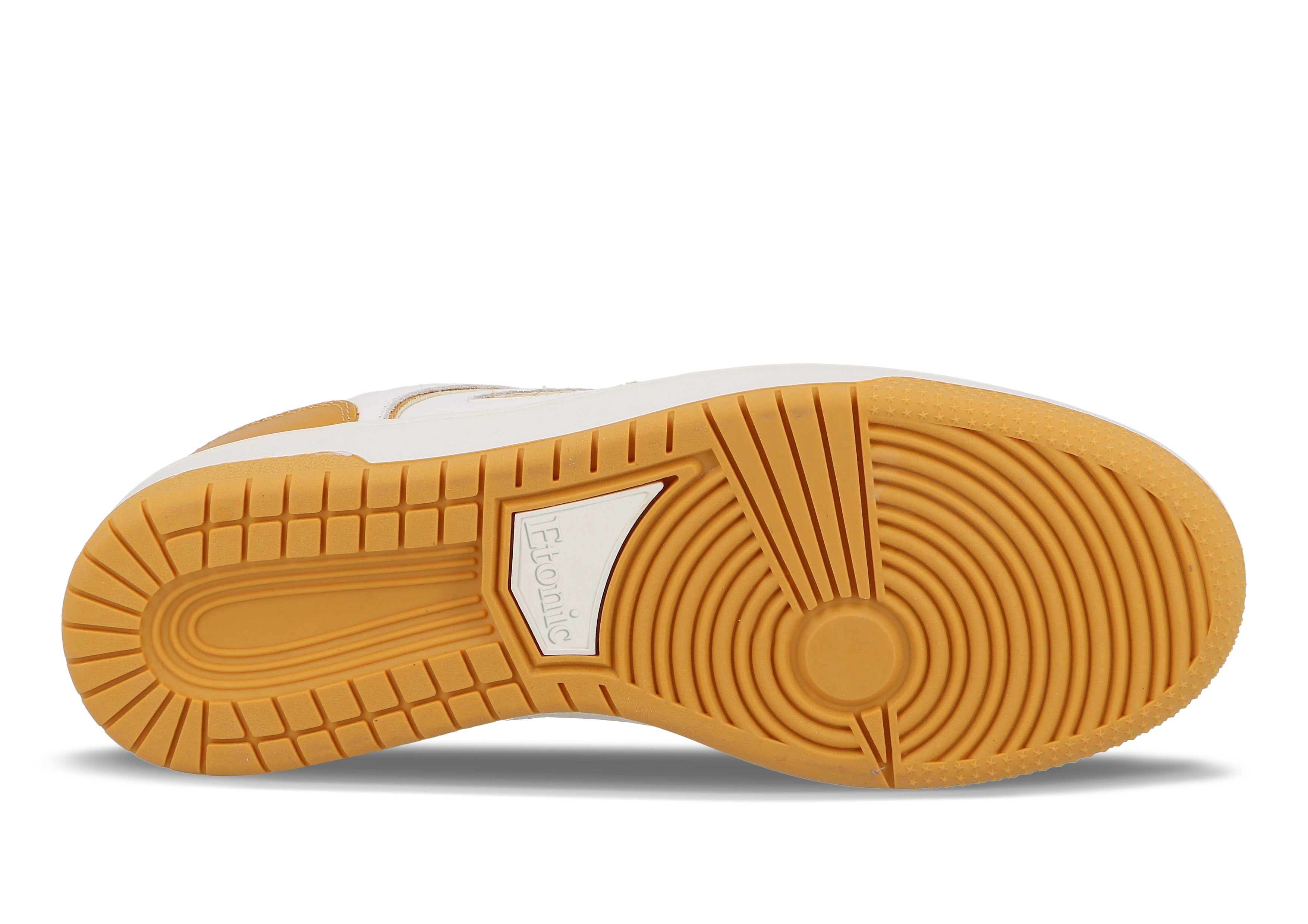 Baskets Etonic B509 en cuir blanc avec col en toile blanche et détails jaunes