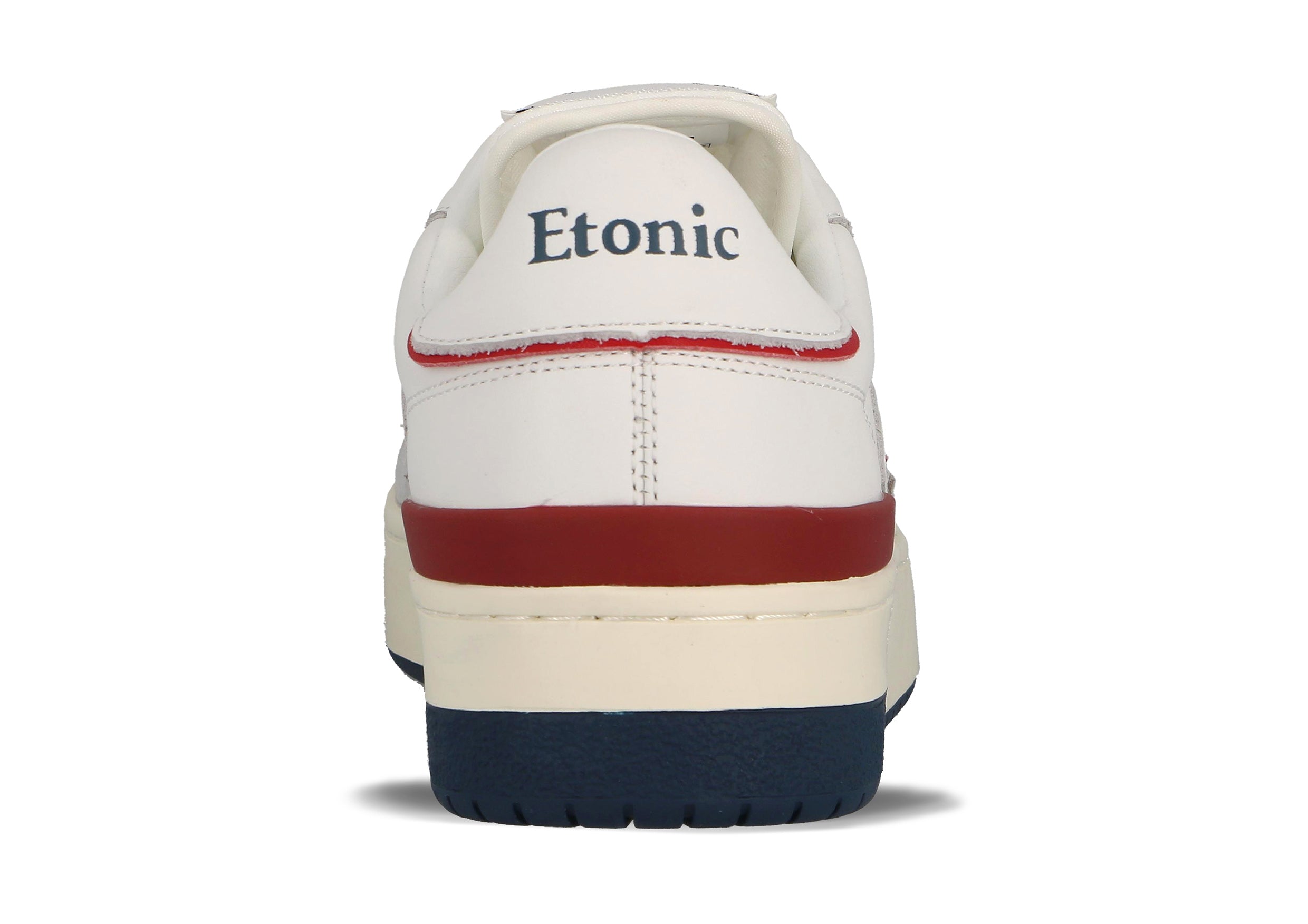 Sneakers Etonic B481 in pelle bianca e camoscio grigio chiaro con inserti e dettagli rosso scarlatto