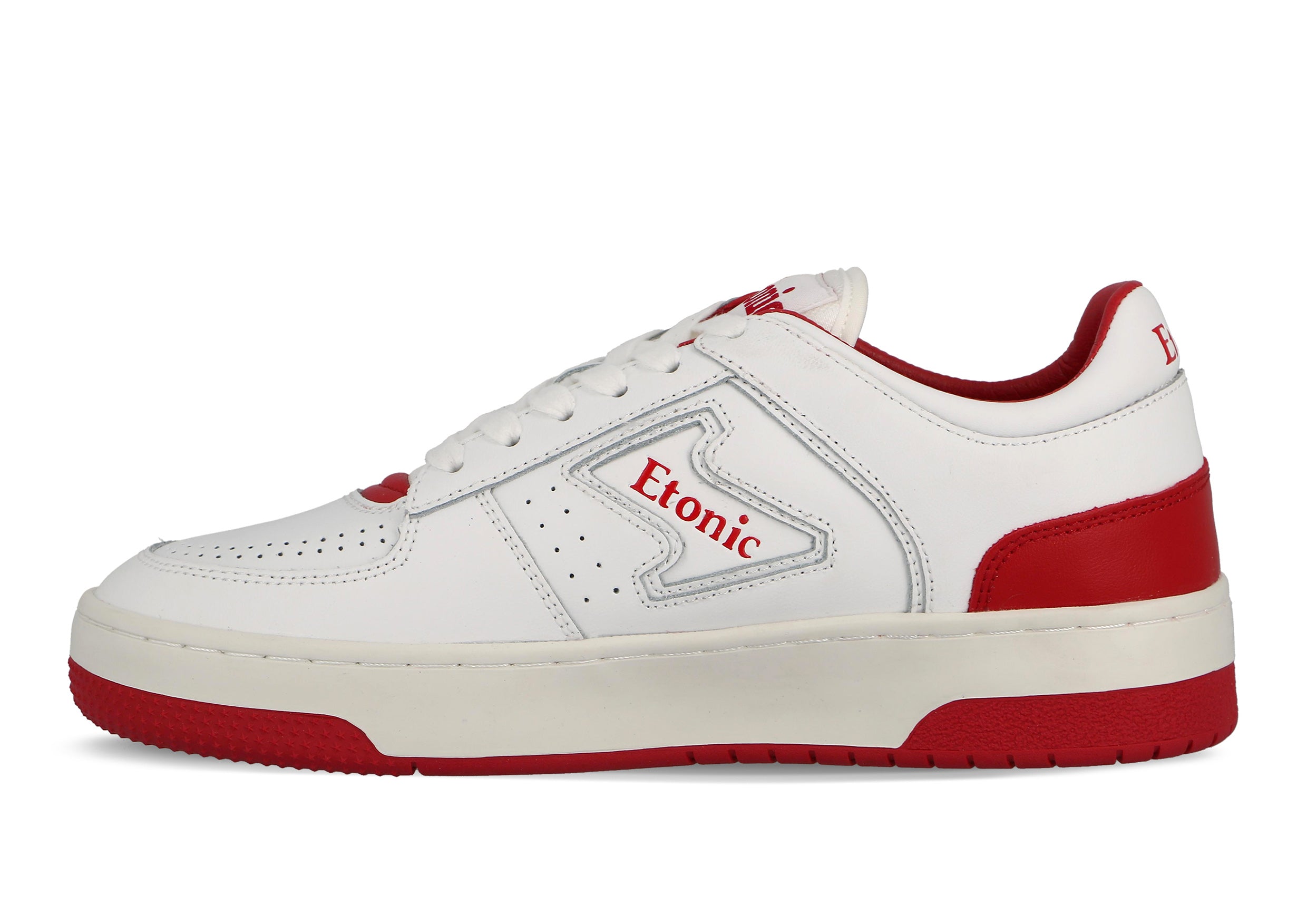 Sneakers Etonic B509 in pelle bianca con inserti e dettagli rossi