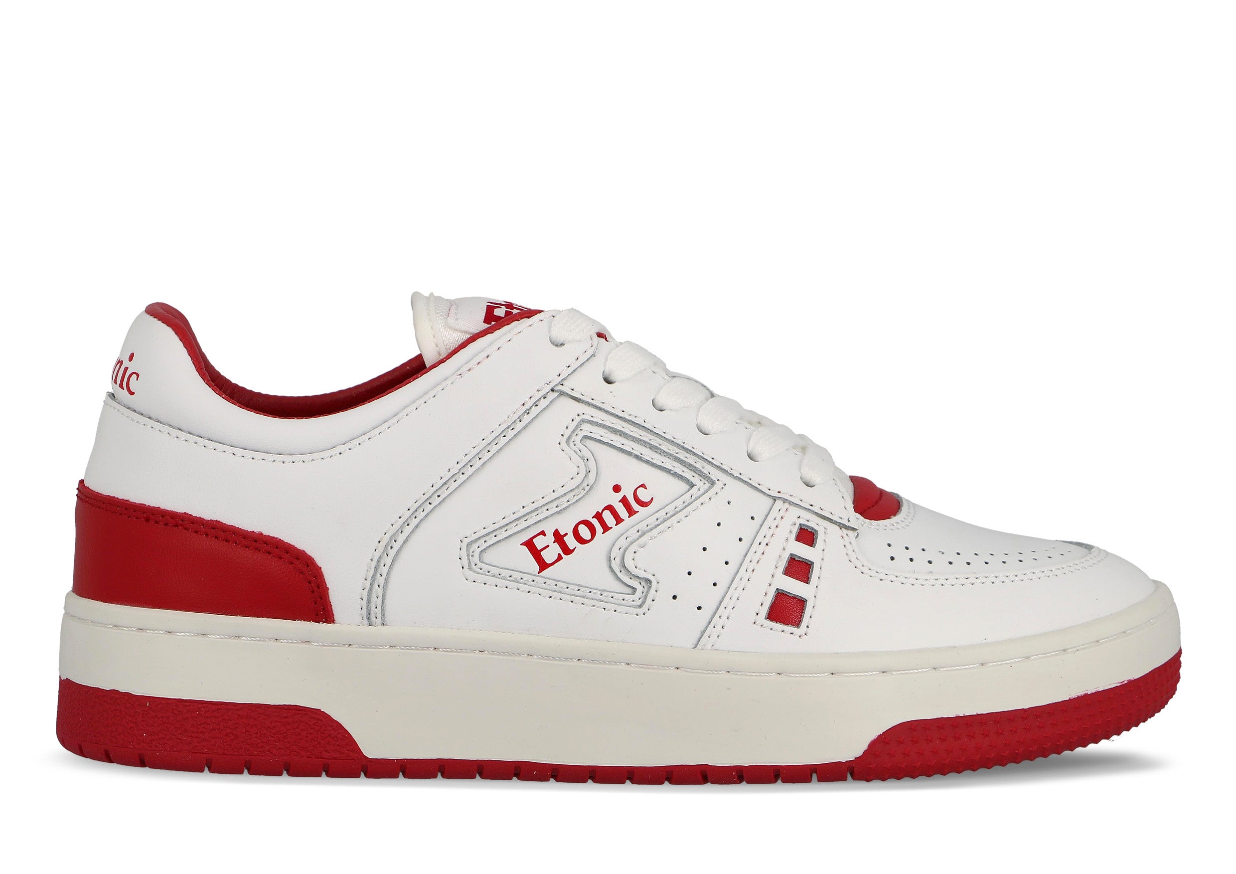 Sneakers Etonic B509 in pelle bianca con inserti e dettagli rossi