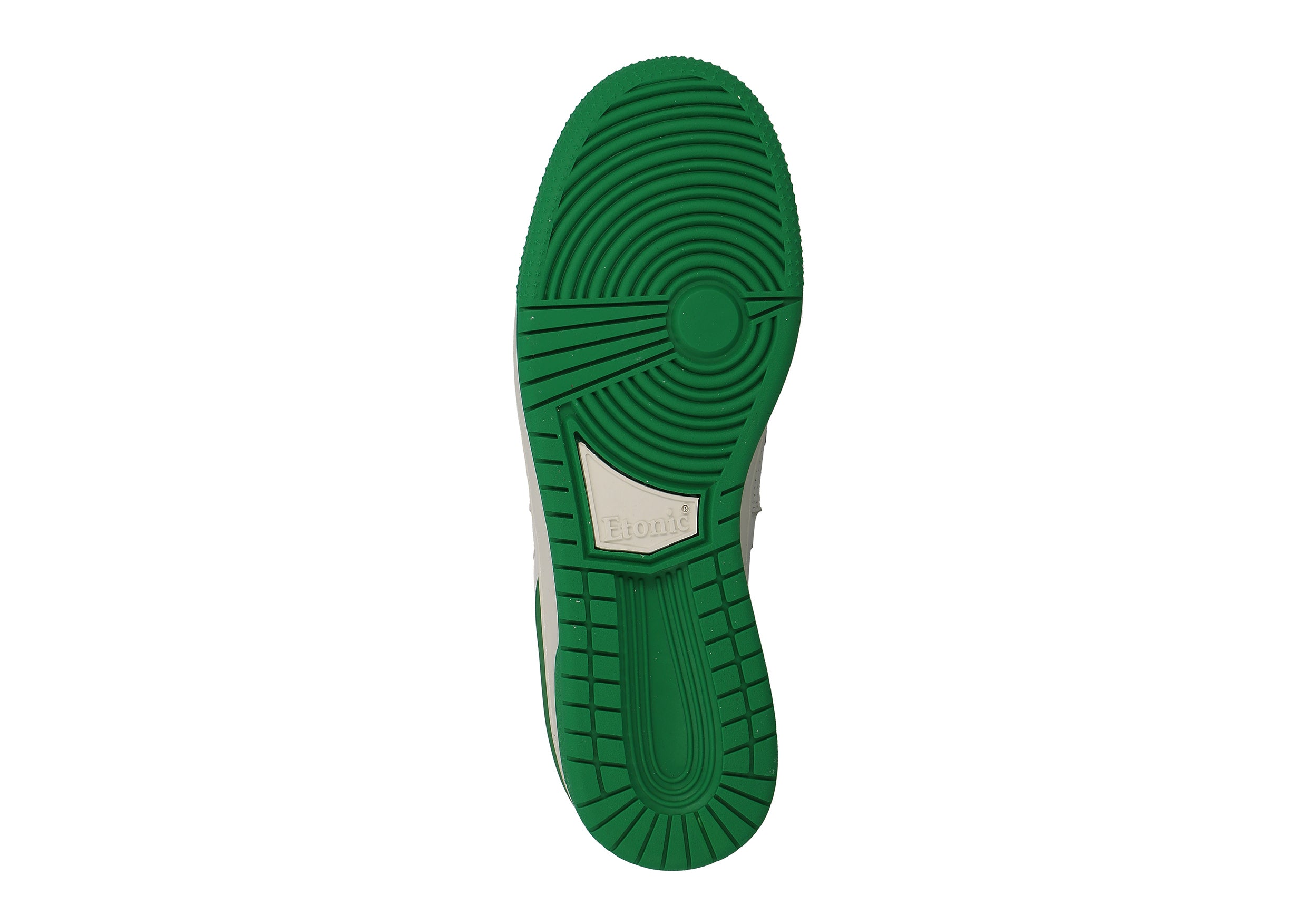 Sneakers Etonic B481 in pelle bianca con dettagli verdi e intersuola bianca con fondo suola verde.