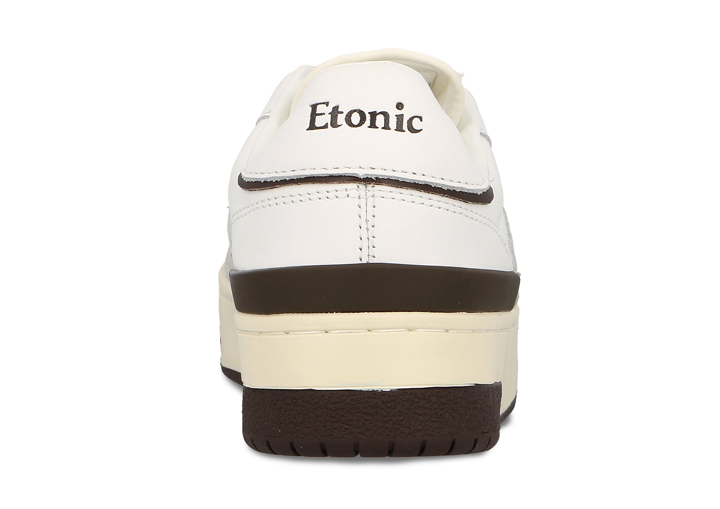 Sneakers Etonic B481 in pelle bianca e camoscio grigio chiaro con inserti e dettagli marroni.