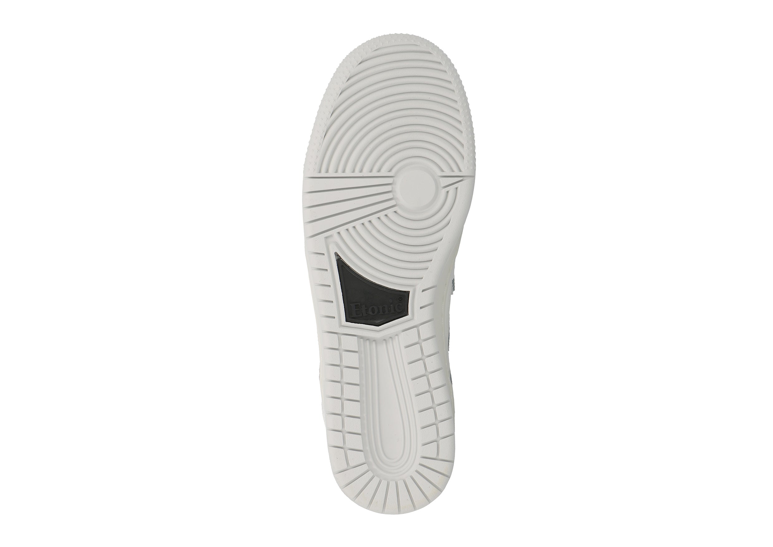Sneakers Etonic B509 in pelle bianca con dettagli neri e suola bianco sporco.