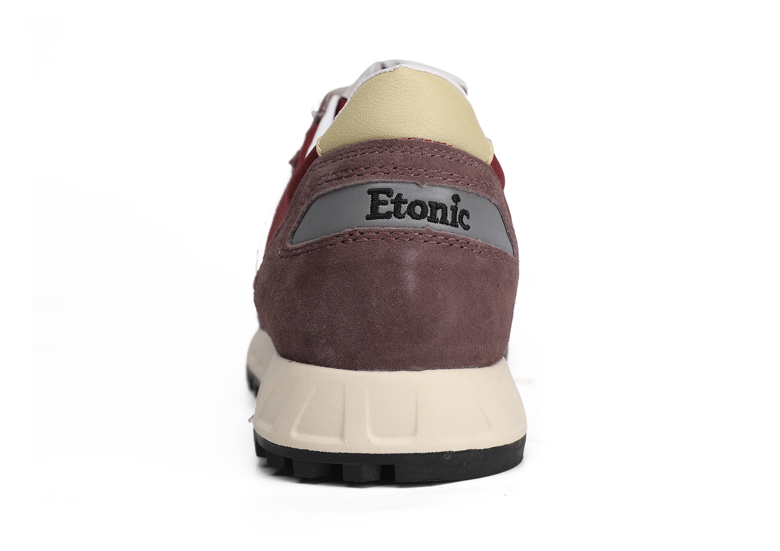 Runners Etonic PR538 in suede bordeaux, nylon rosso cremisi e dettagli neri.