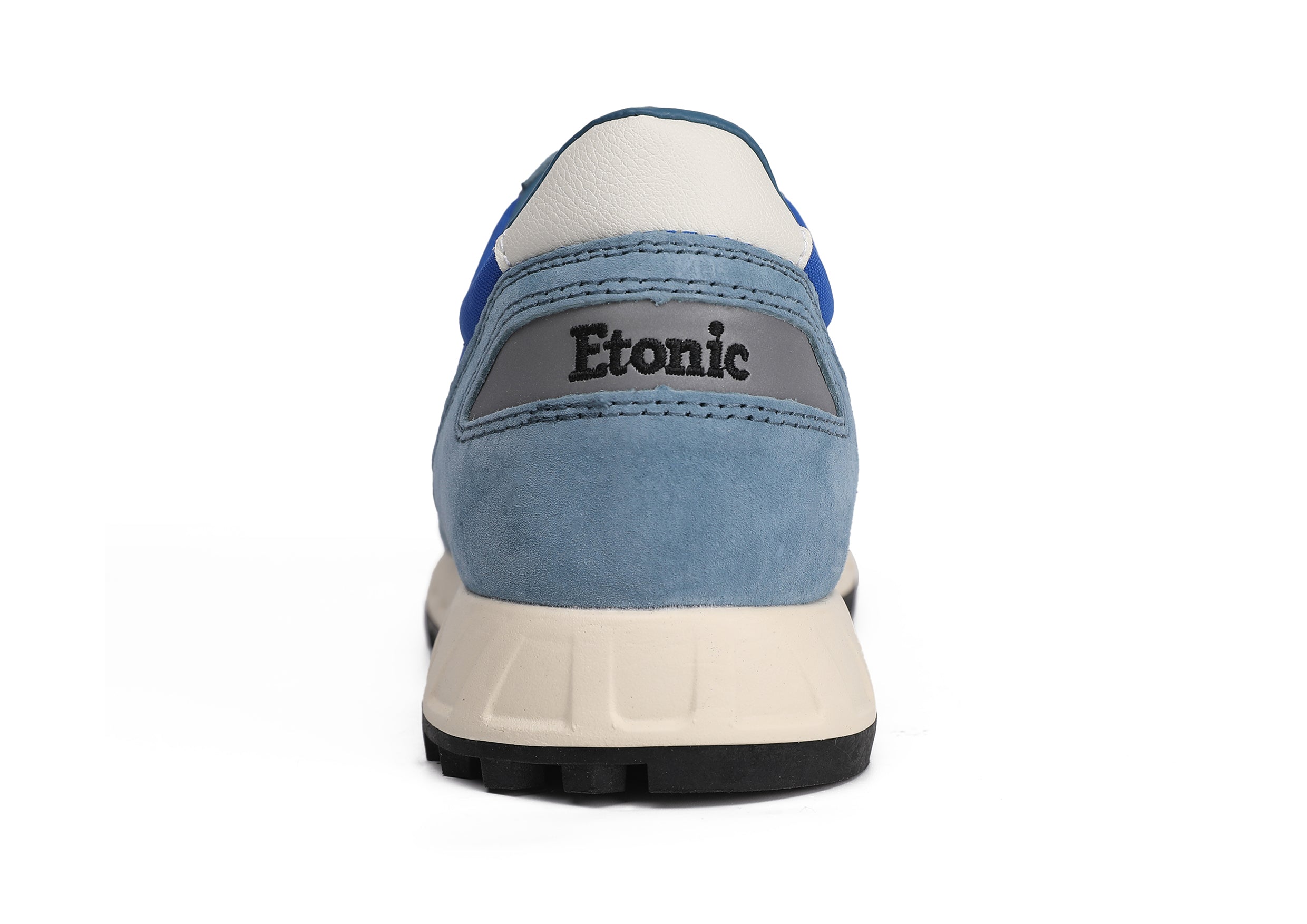Baskets Etonic PR538 en daim bleu sarcelle, nylon bleu électrique et détails noirs.