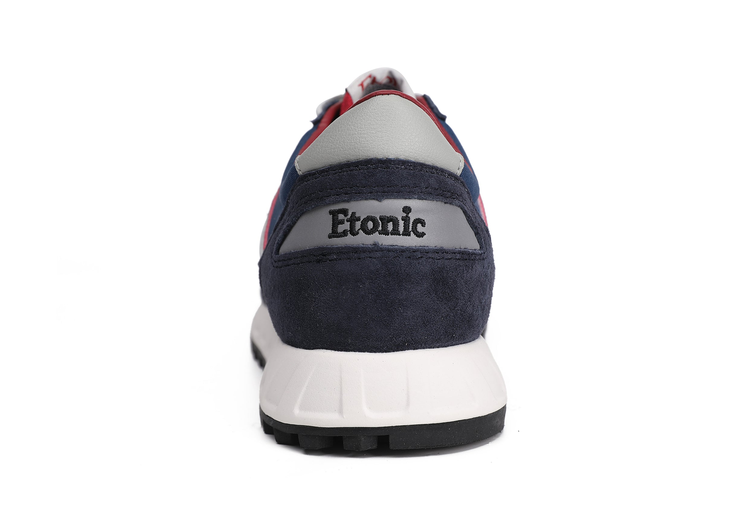 Runners Etonic PR538 in suede blu scuro, nylon blu, inserti rossi e dettagli neri.