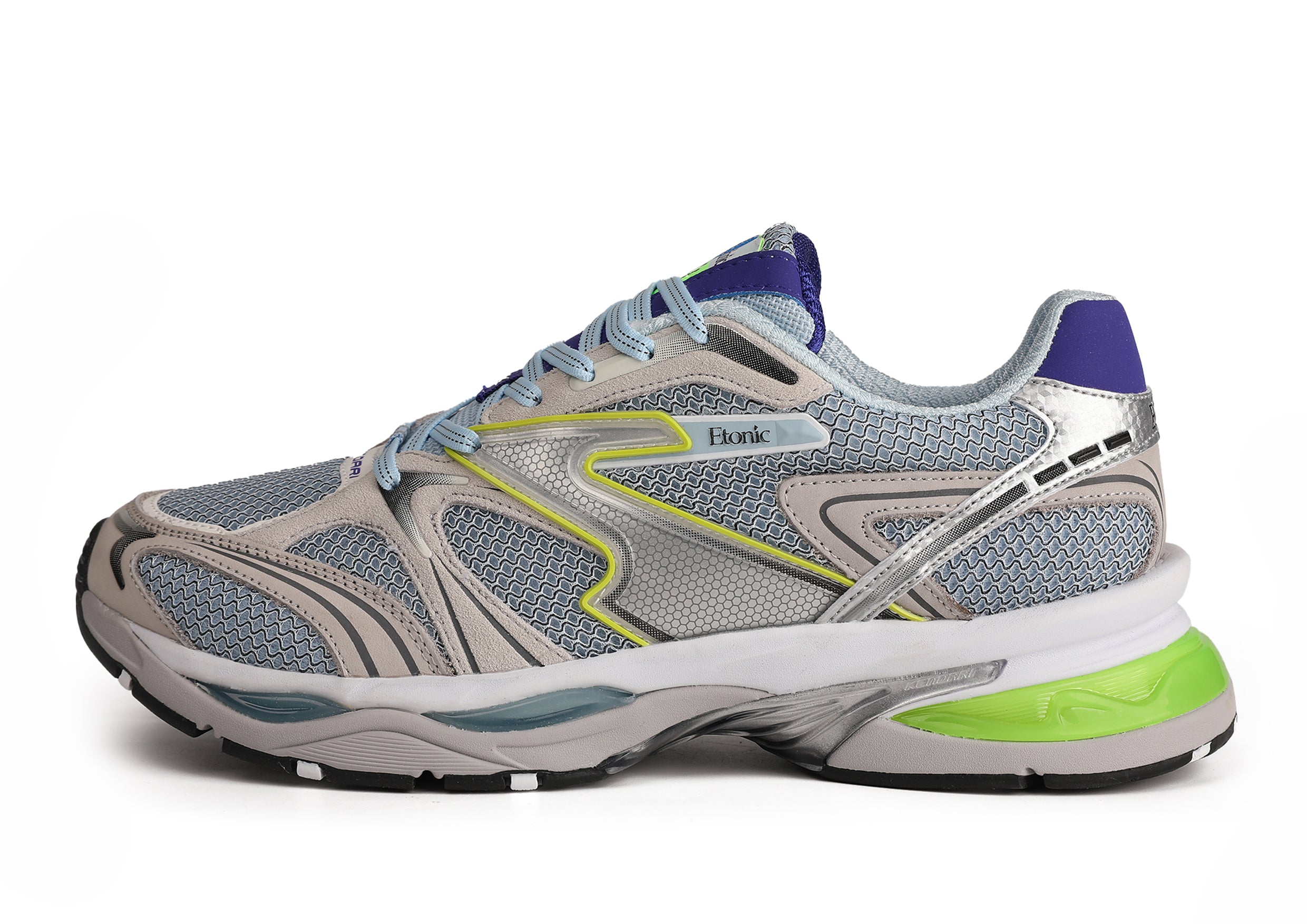 Etonic Kendari 3.0 sneakers in beige leather, ice blue mesh and multi-color inserts and details.