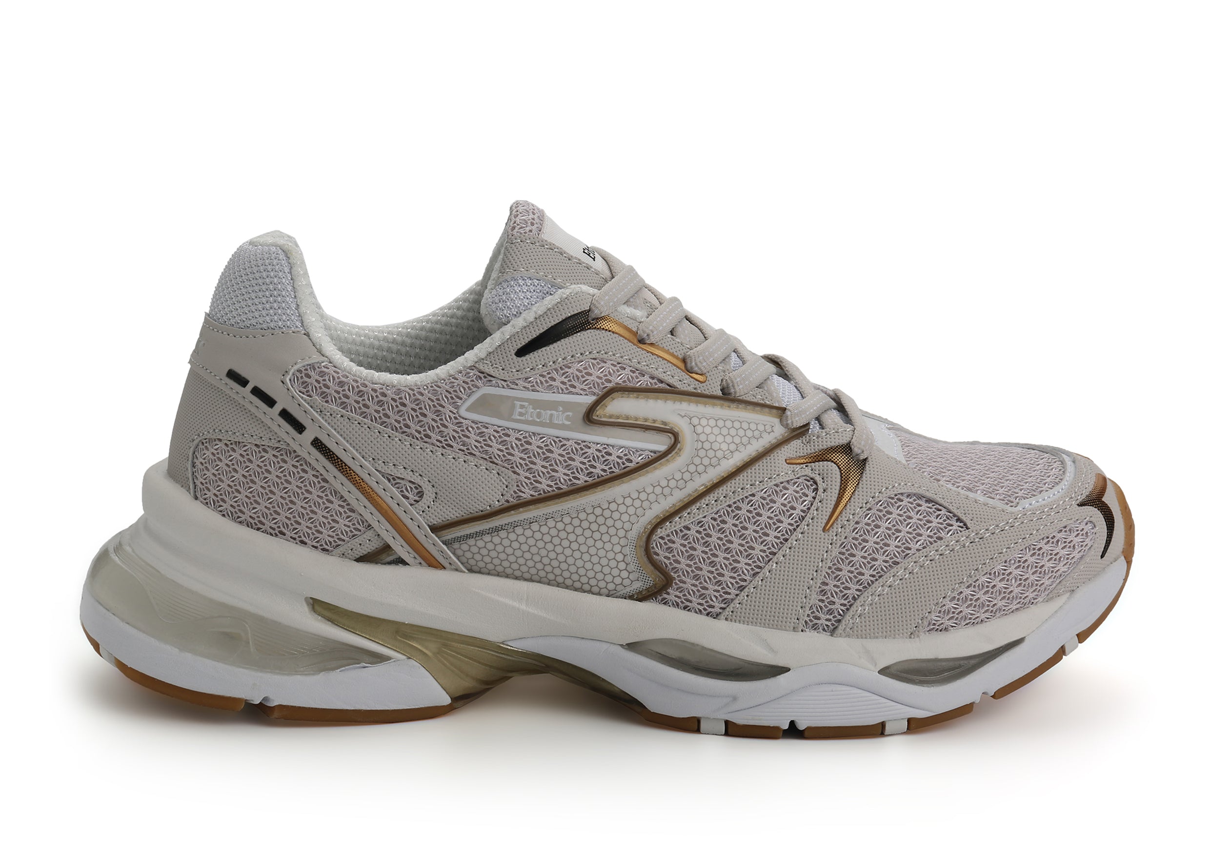 Etonic Kendari 3.0 sneakers in light beige leather and beige mesh with white leather inserts.
