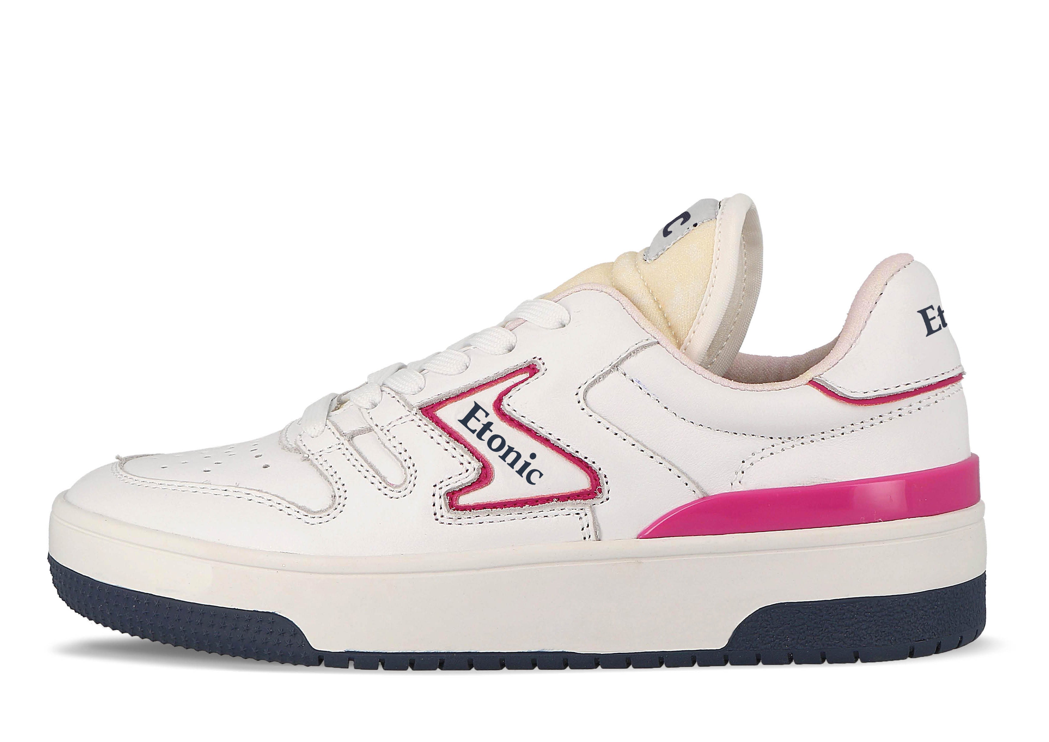 Sneakers Etonic B481 in pelle bianca con inserti e dettagli rosa