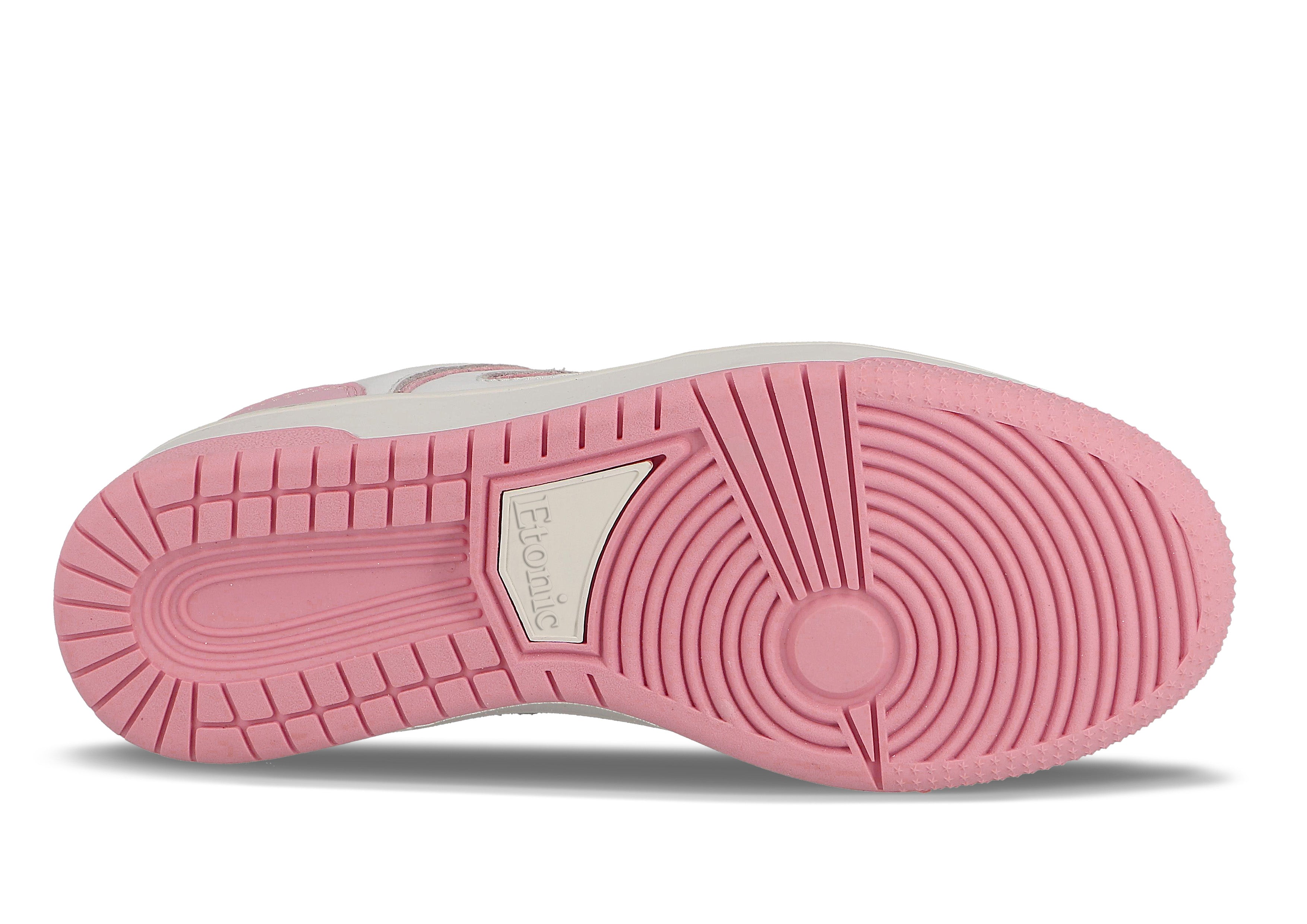 Baskets Etonic B509 en cuir blanc avec empiècements et détails rose bébé