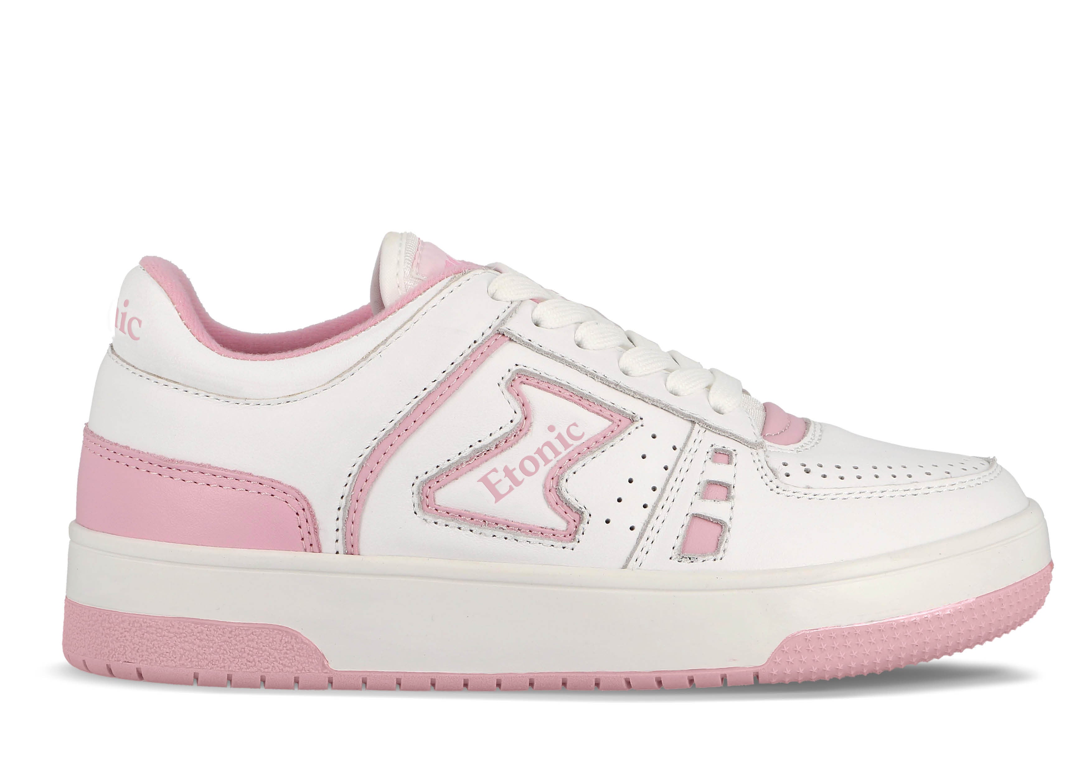 Baskets Etonic B509 en cuir blanc avec empiècements et détails rose bébé