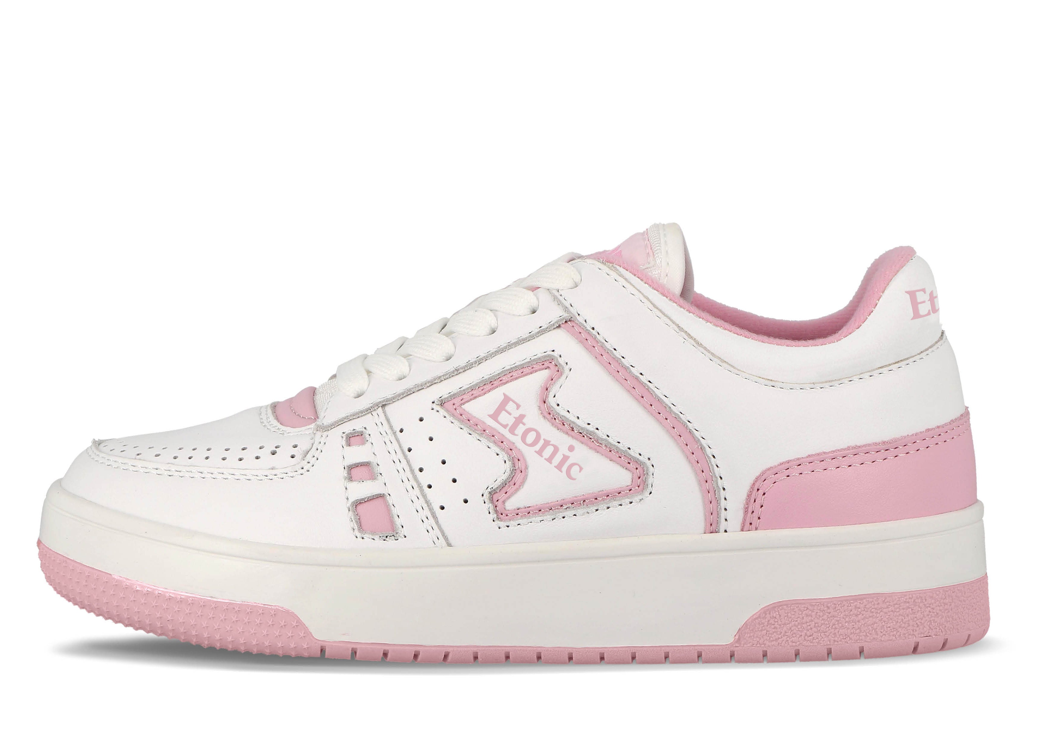 Baskets Etonic B509 en cuir blanc avec empiècements et détails rose bébé