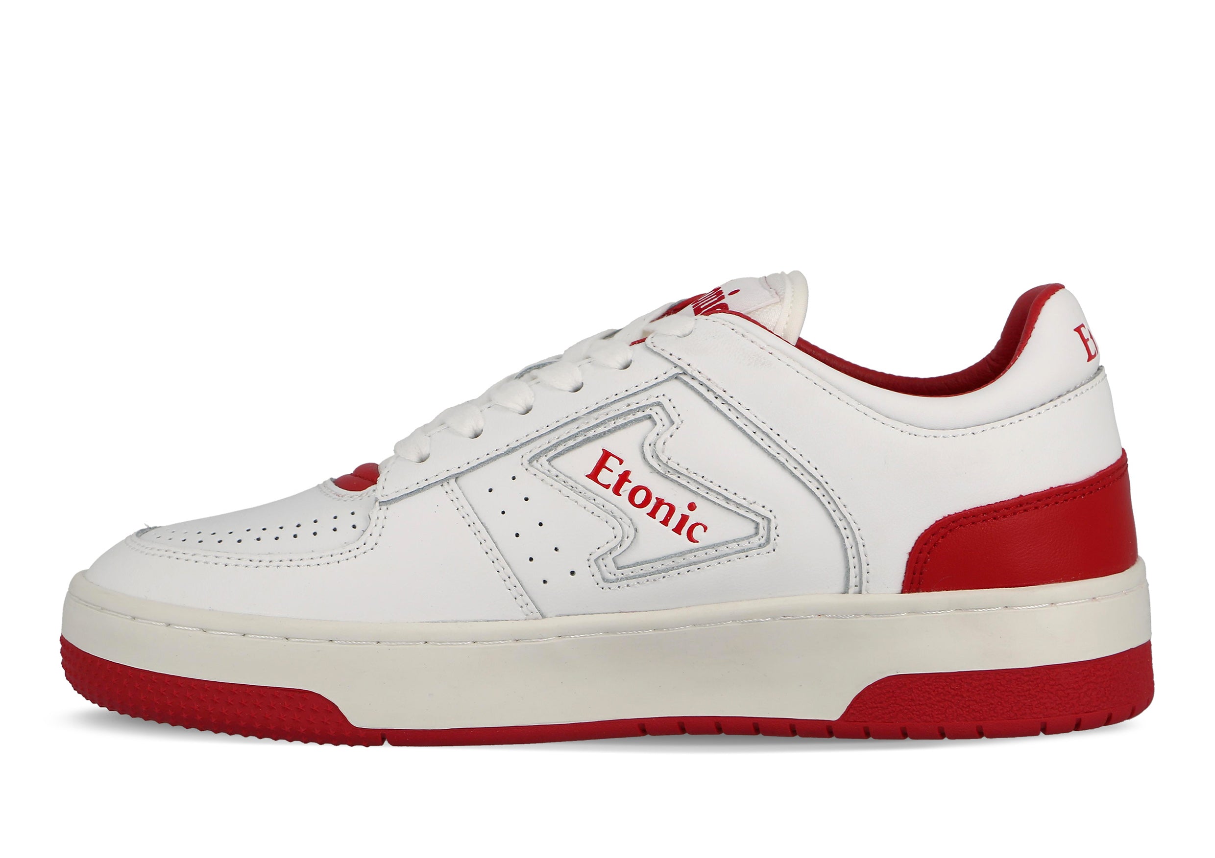 Sneakers Etonic B509 in pelle bianca con inserti e dettagli rossi