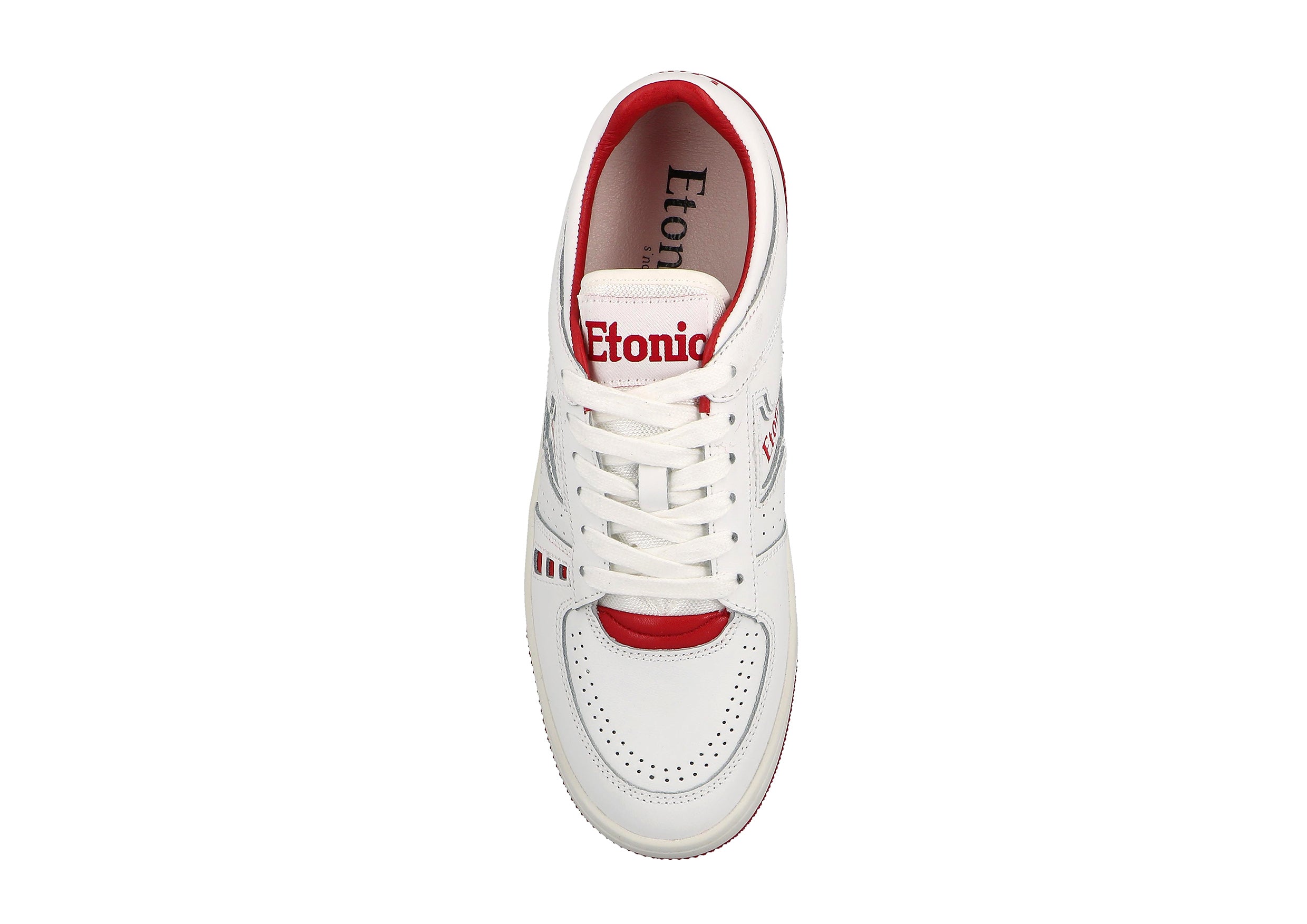 Sneakers Etonic B509 in pelle bianca con inserti e dettagli rossi