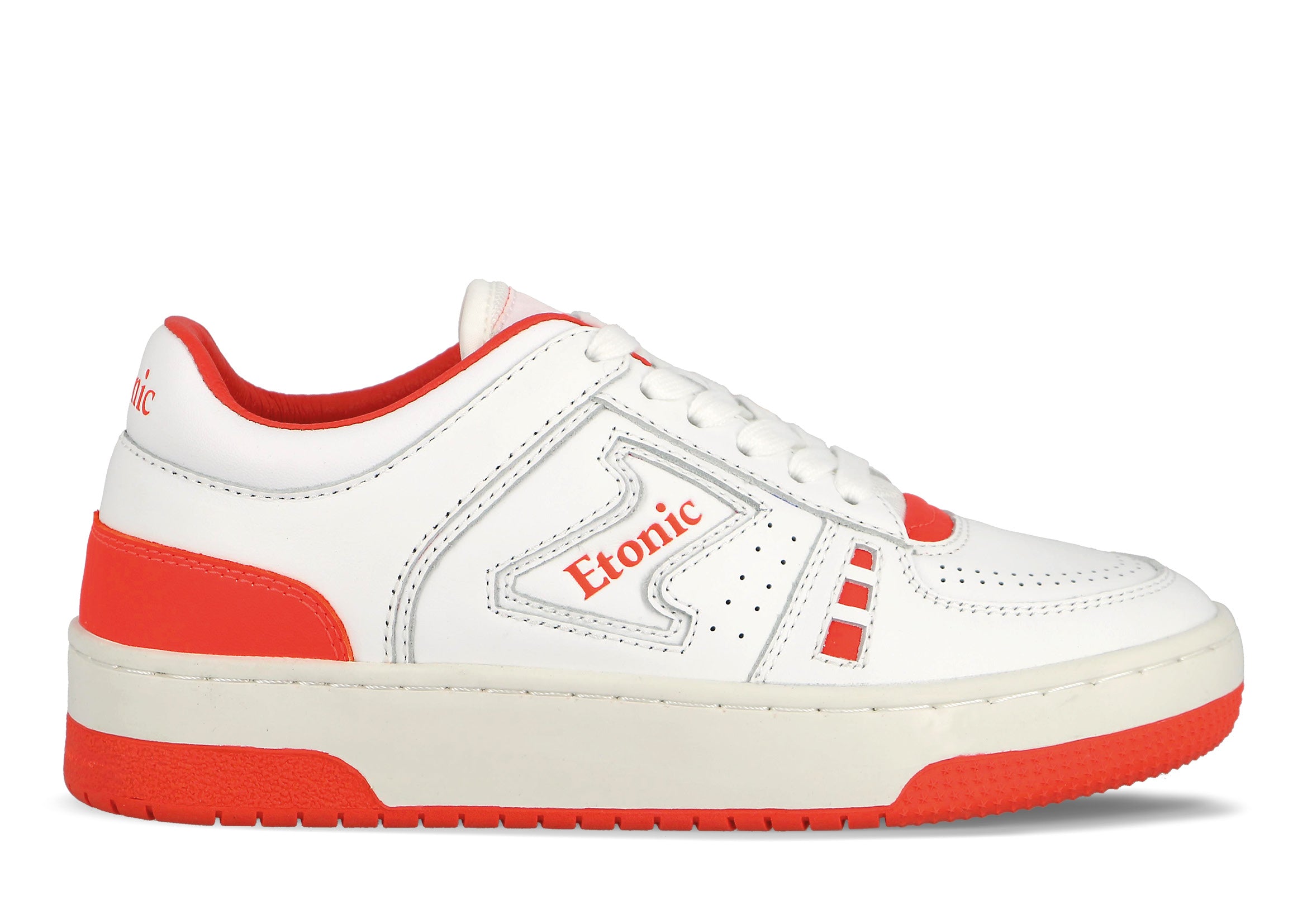 Sneakers Etonic B509 in pelle bianca con inserti e dettagli arancioni