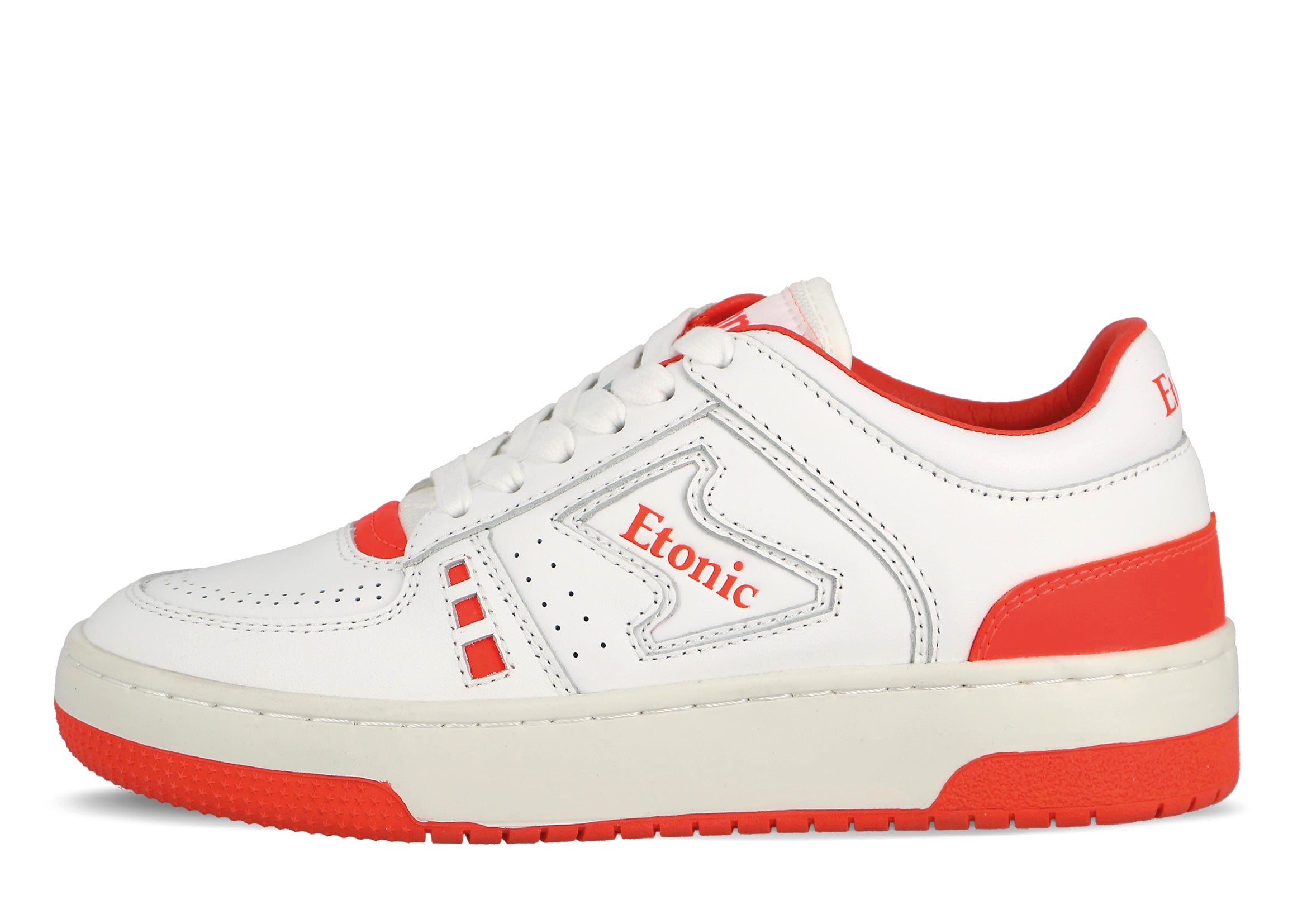 Sneakers Etonic B509 in pelle bianca con inserti e dettagli arancioni