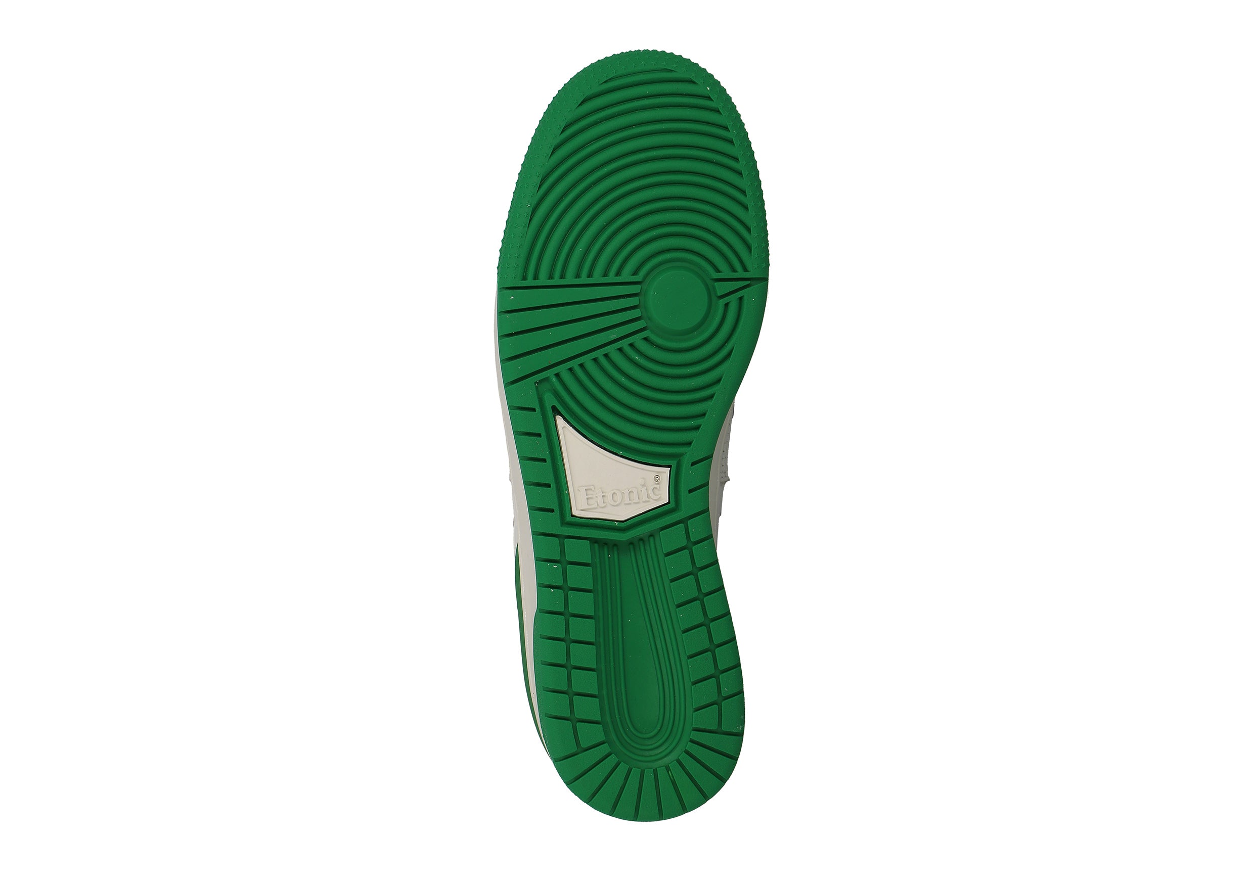 Sneakers Etonic B481 in pelle bianca con dettagli verdi e intersuola bianca con fondo suola verde.