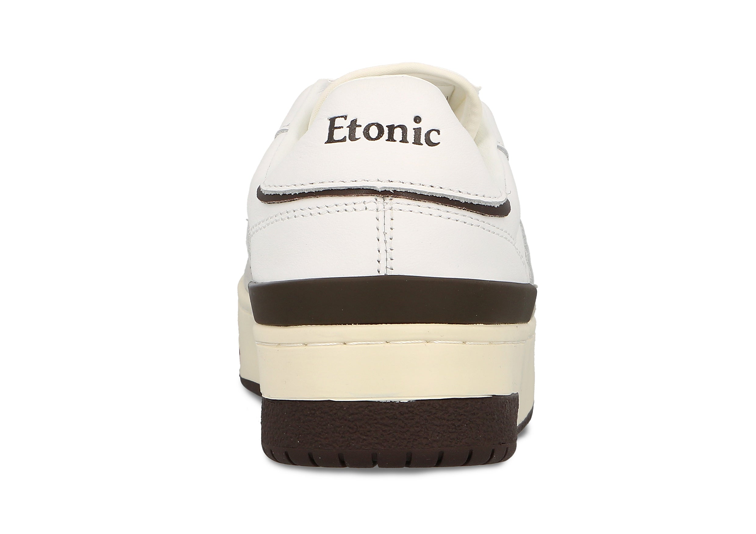 Sneakers Etonic B481 in pelle bianca e camoscio grigio chiaro con inserti e dettagli marroni.
