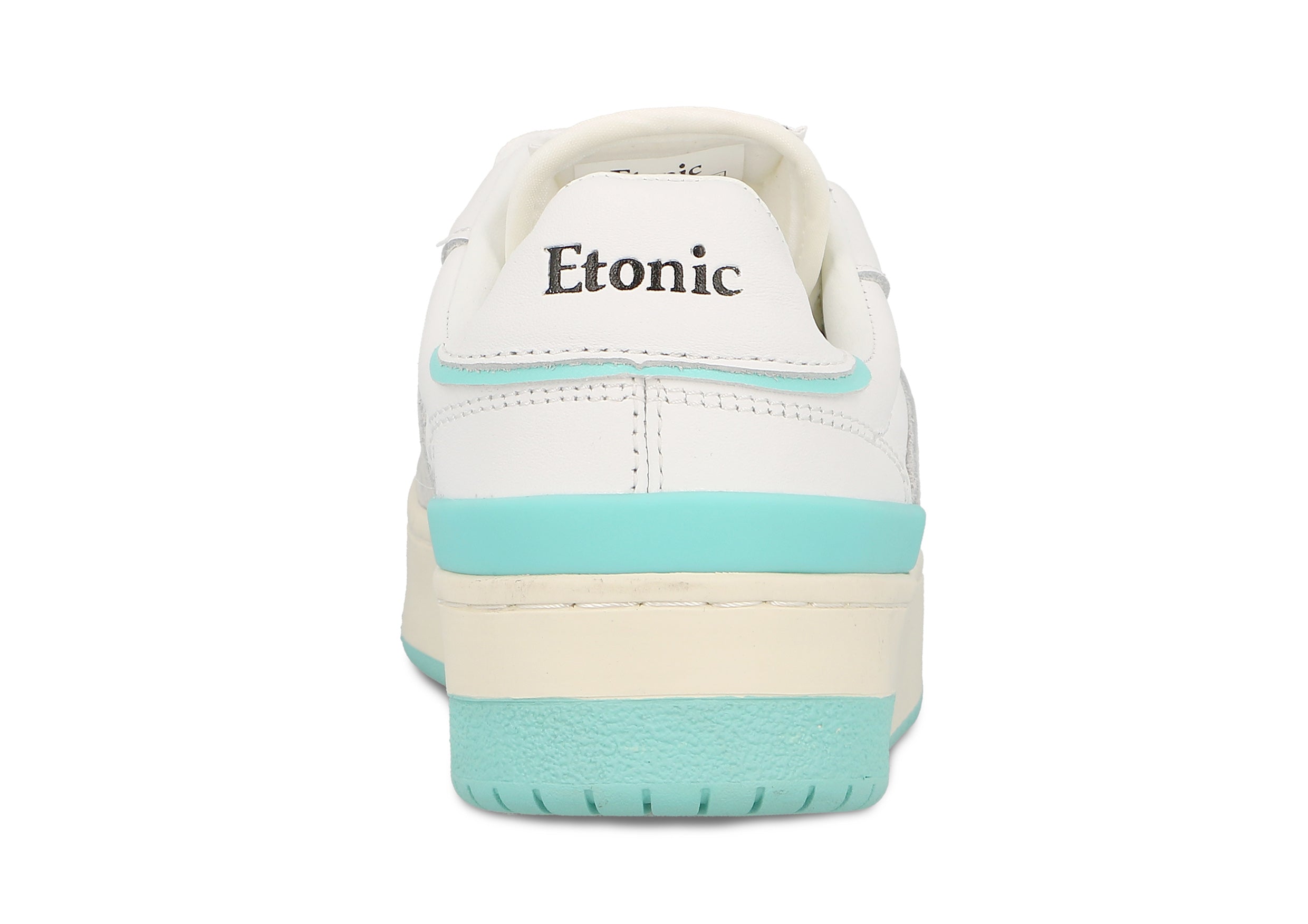 Sneakers Etonic B481 in pelle bianca e camoscio grigio chiaro con inserti e dettagli turchesi.