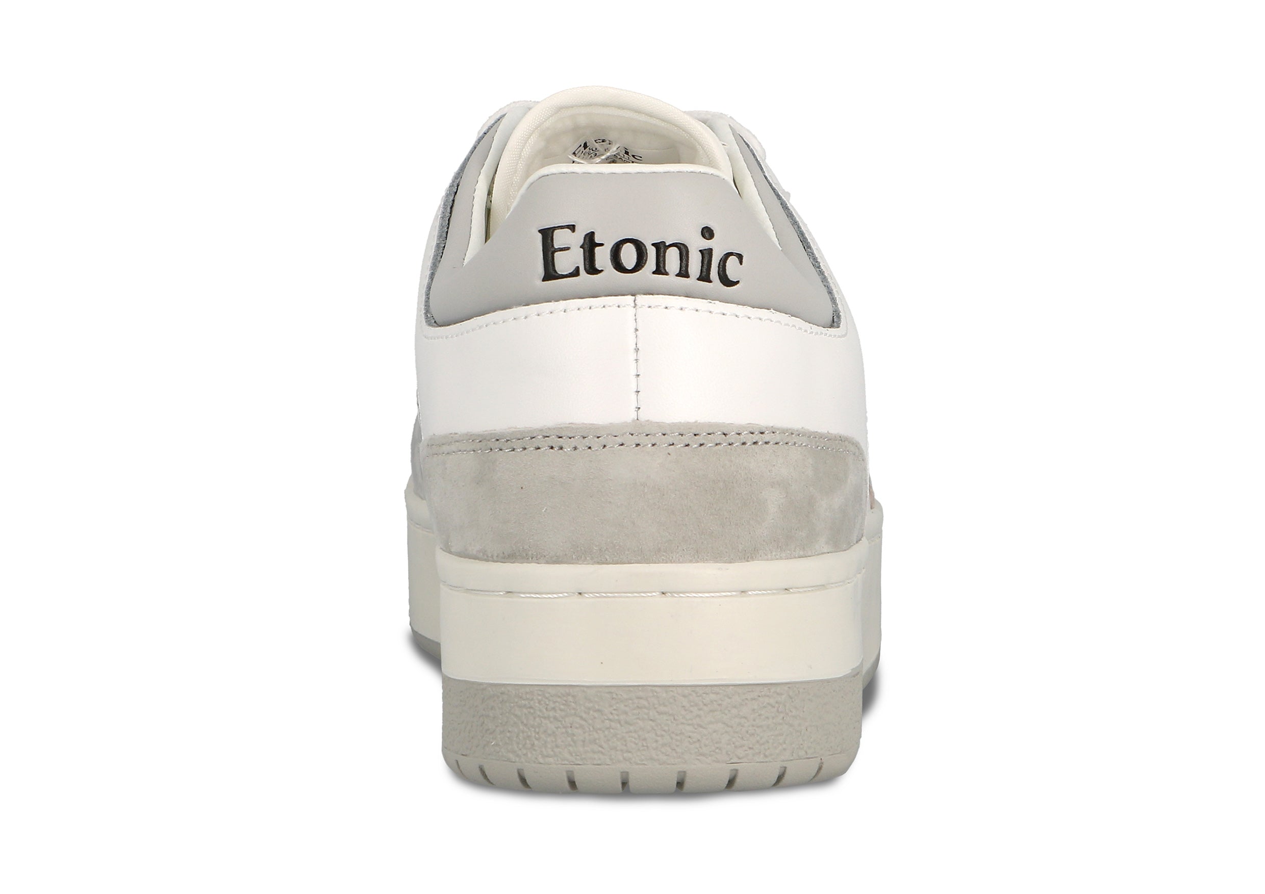 Sneakers Etonic B509 in pelle bianca, camoscio grigio chiaro, dettagli neri e suola bianco sporco.