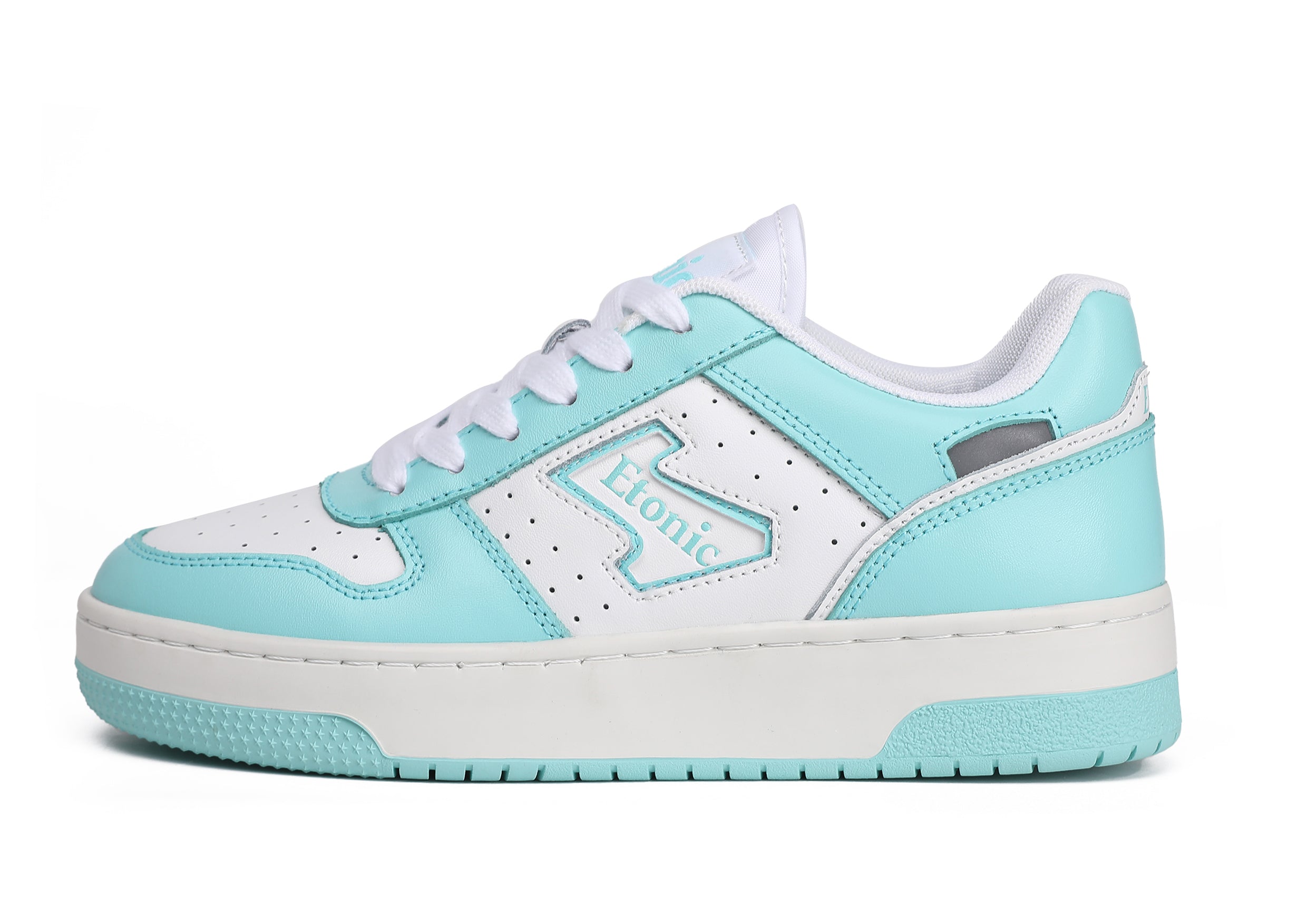 Sneakers Etonic THE DREAM in pelle bianca e turchese.