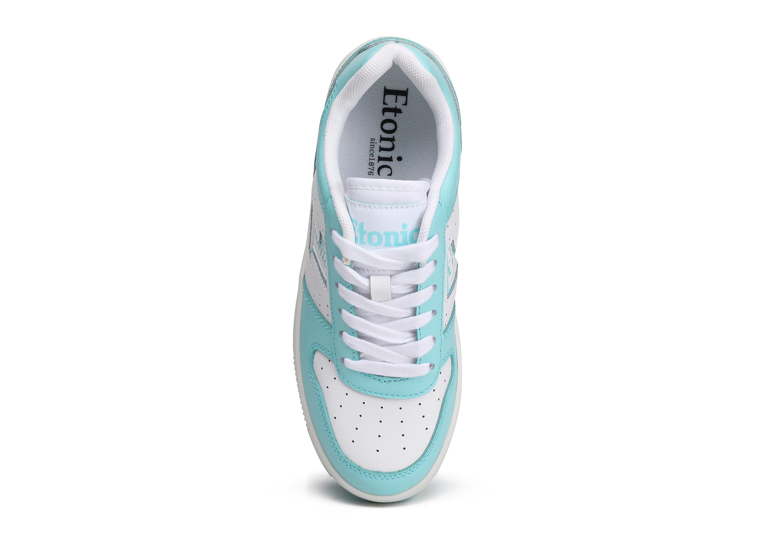 Sneakers Etonic THE DREAM in pelle bianca e turchese.