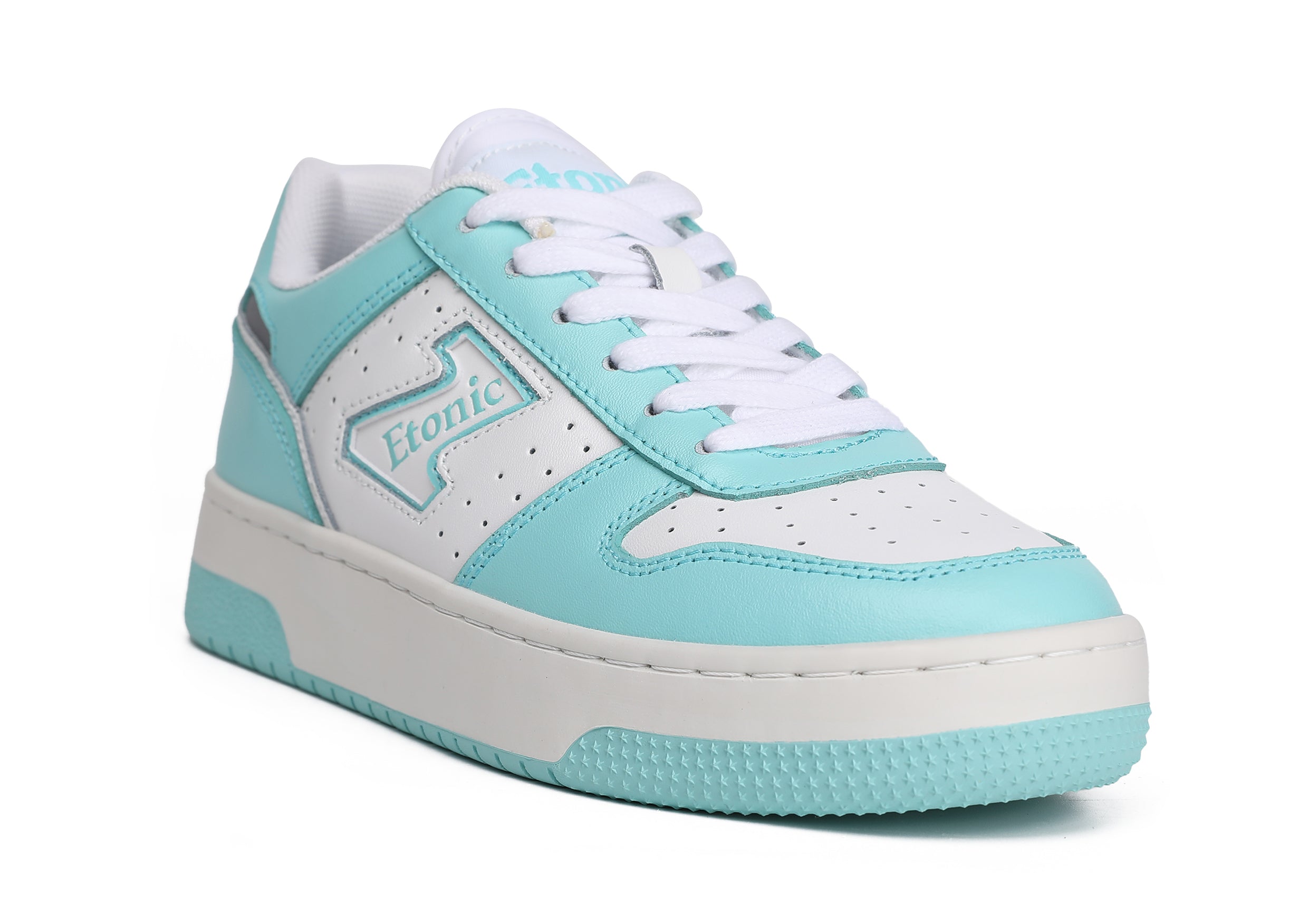 Sneakers Etonic THE DREAM in pelle bianca e turchese.