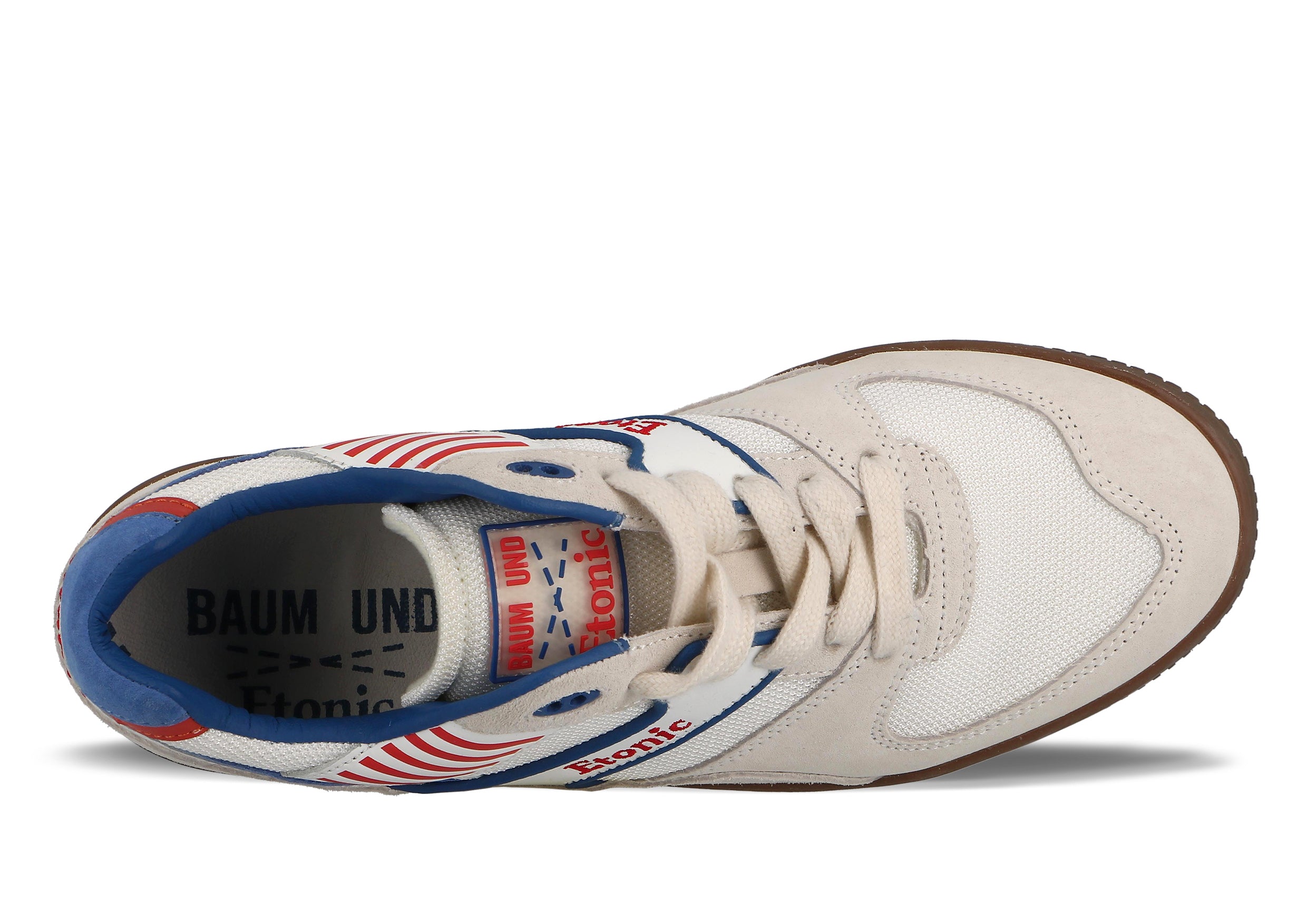 Le sneakers Limited Edition DROPSHOT sono una collaborazione con Baum und Pferdgarten. Il modello in Silver Lake Blue è una sneaker da tennis classica con dettagli in suede, suola in gomma e il logo Baum x Etonic sulla linguetta. 
